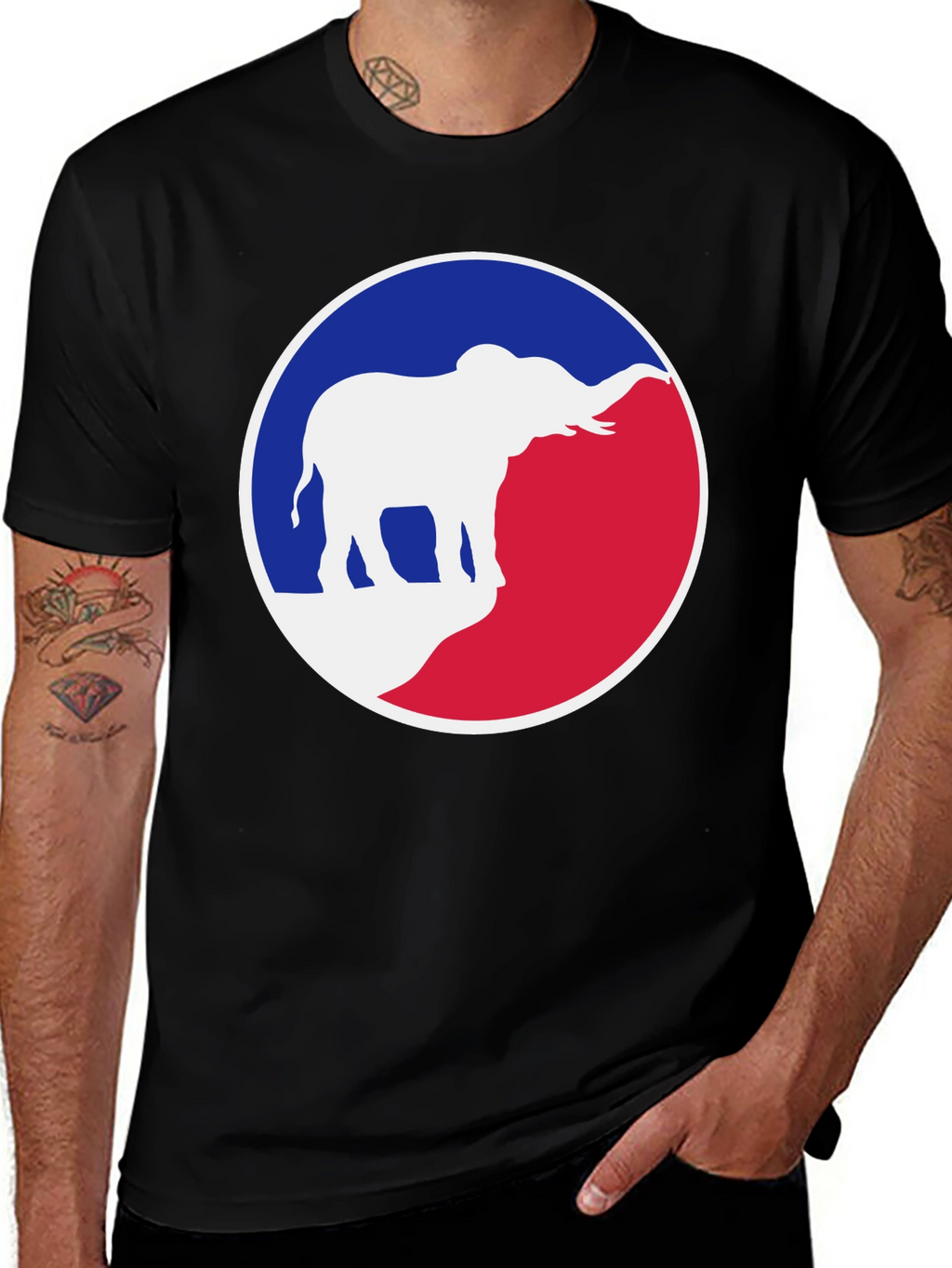 Elephant Graphic Tee - Patriotic Red White & Blue