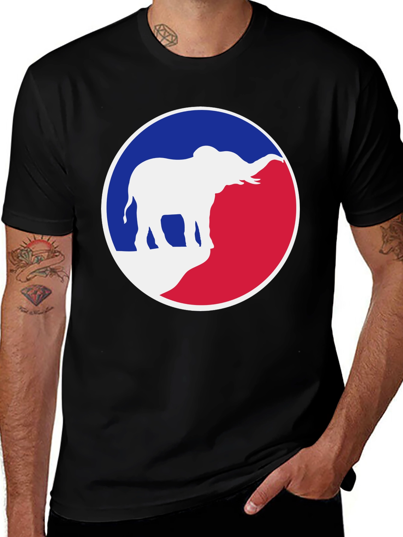 Elephant Graphic Tee - Patriotic Red White & Blue