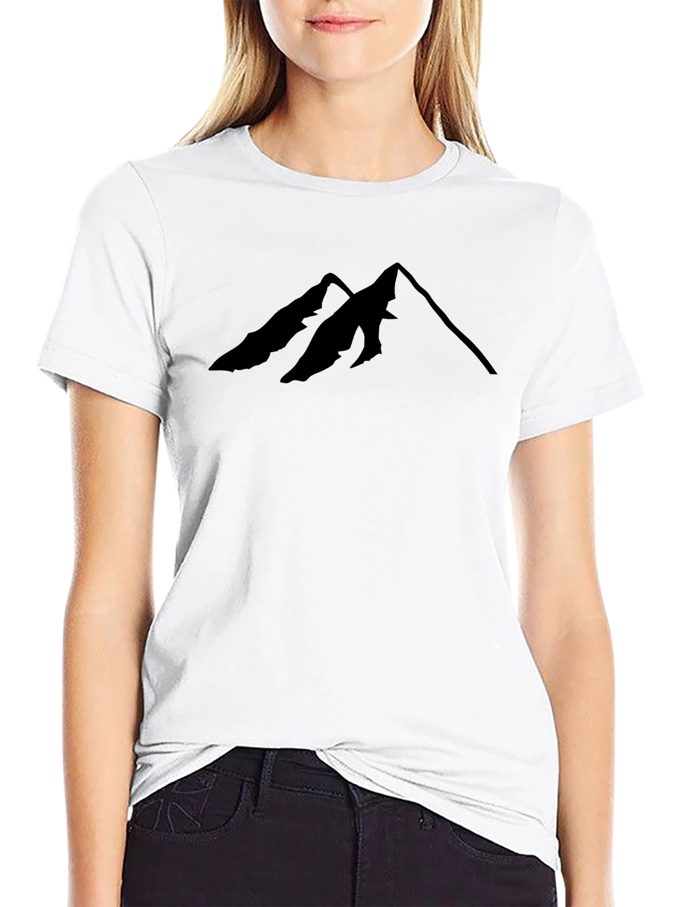 Minimalist Mountain Peak Black T-Shirt