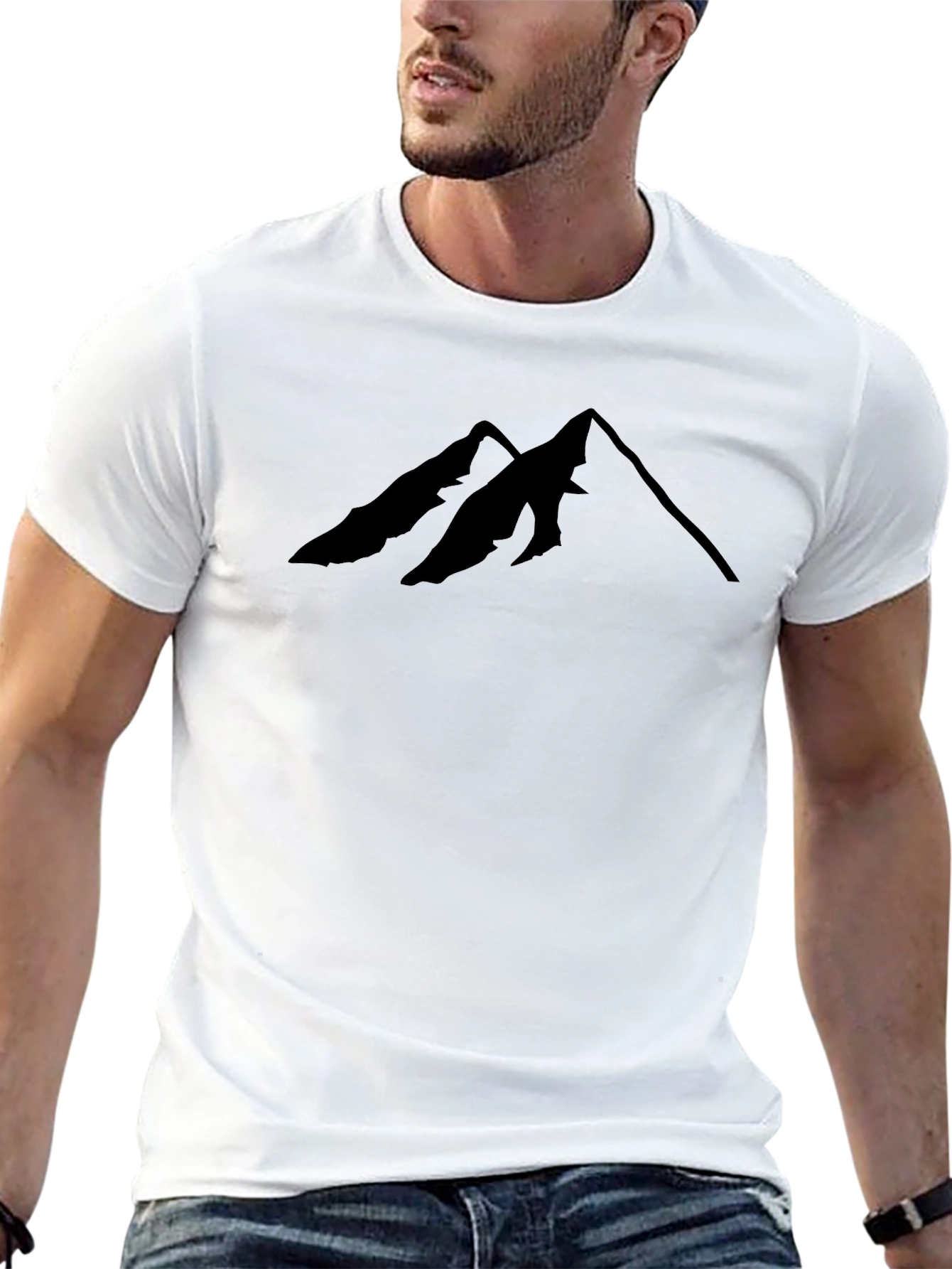 Minimalist Mountain Peak Black T-Shirt