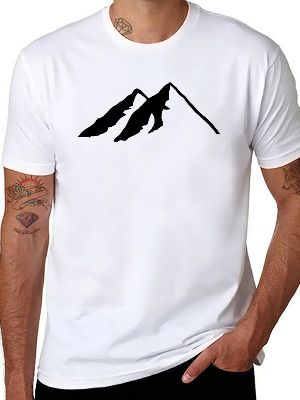 Minimalist Mountain Peak Black T-Shirt