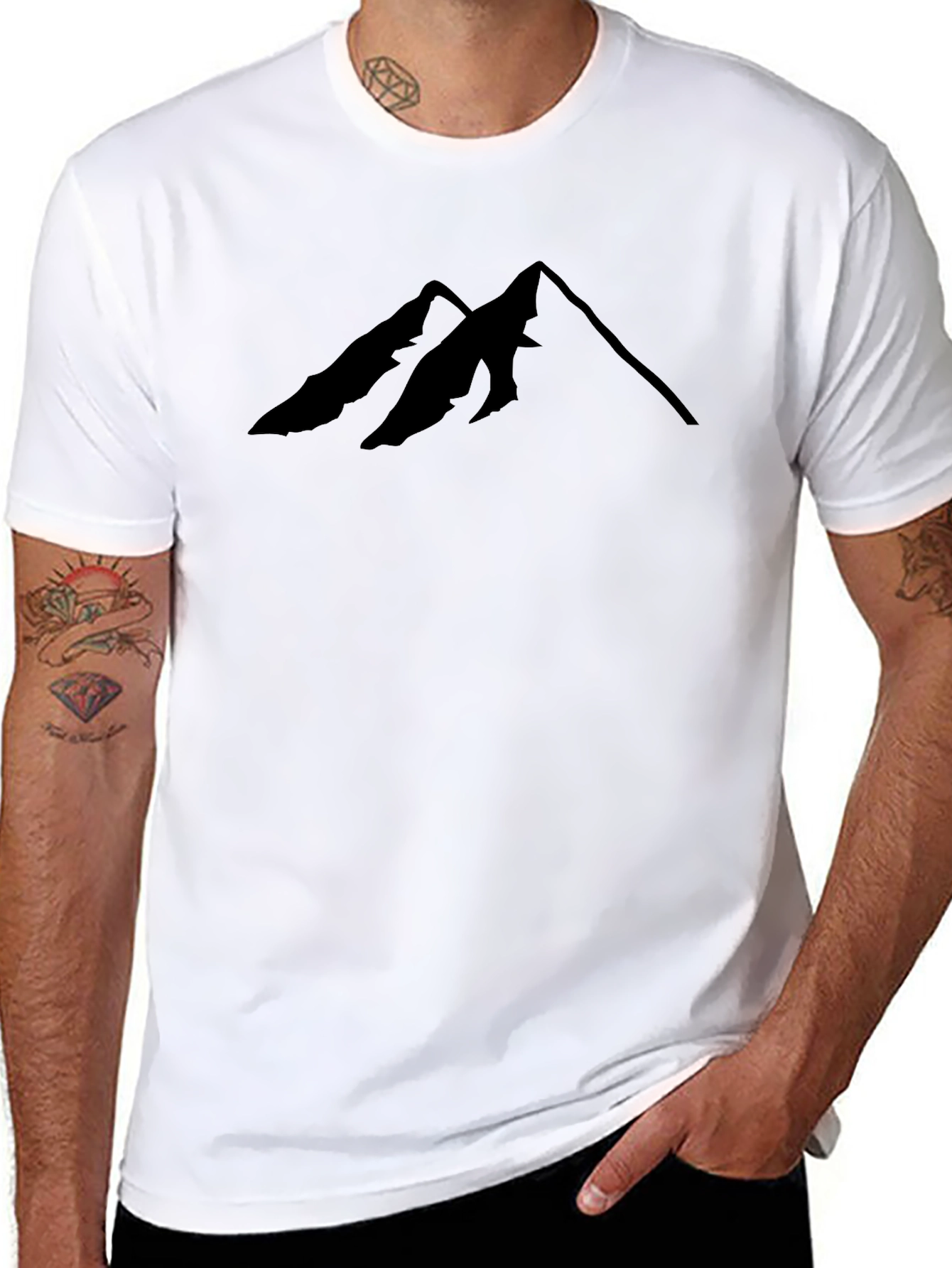 Minimalist Mountain Peak Black T-Shirt