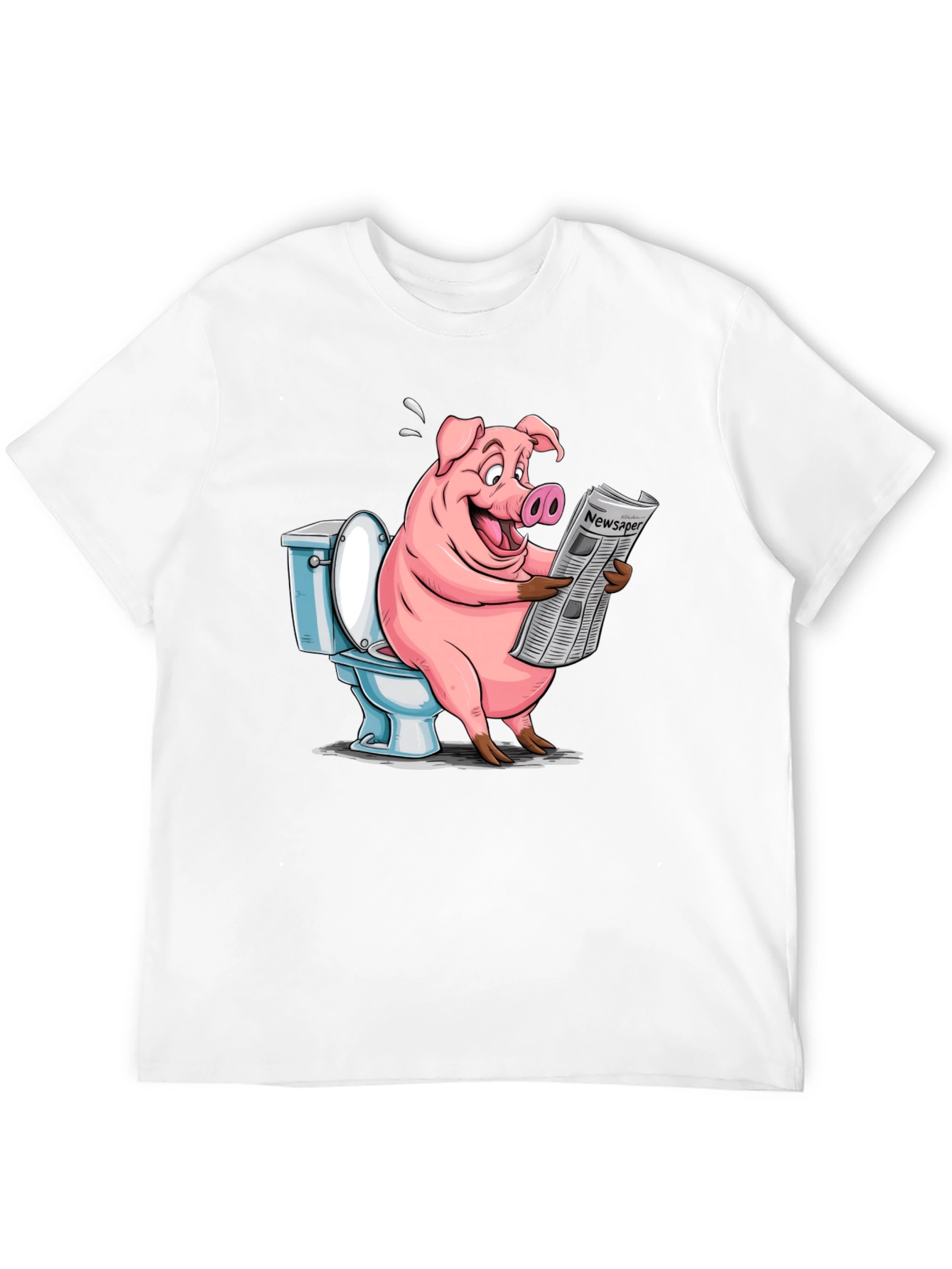 Pig Reading Newspaper on Toilet T-Shirt