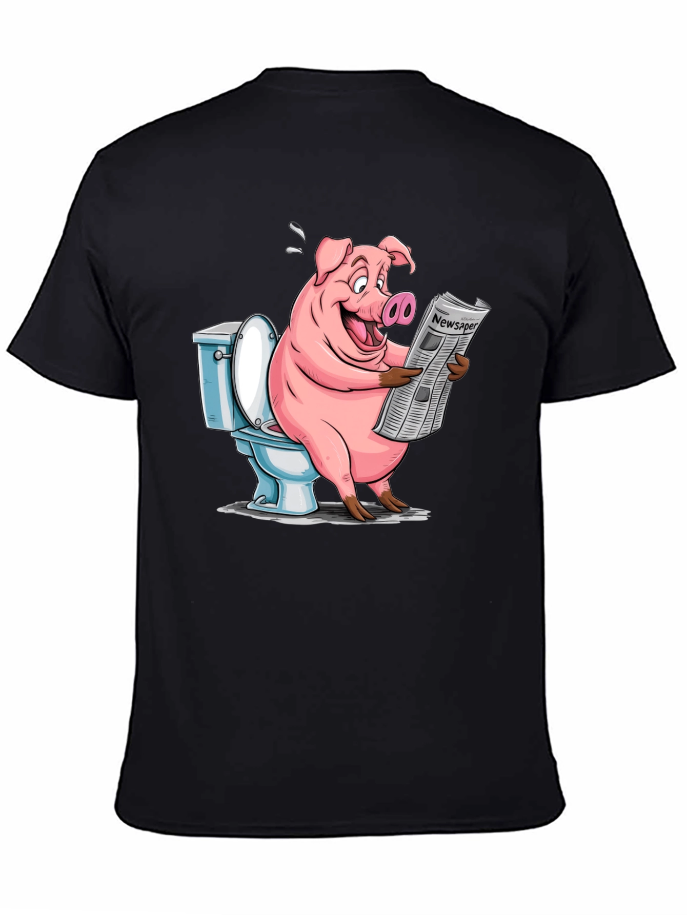 Pig Reading Newspaper on Toilet T-Shirt