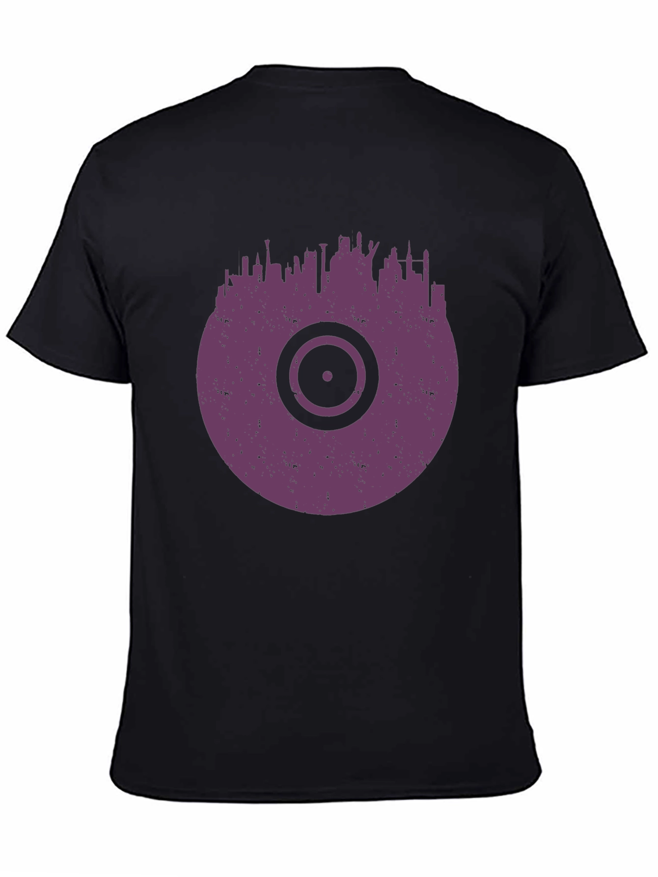 Vinyl Record Cityscape Graphic T-Shirt