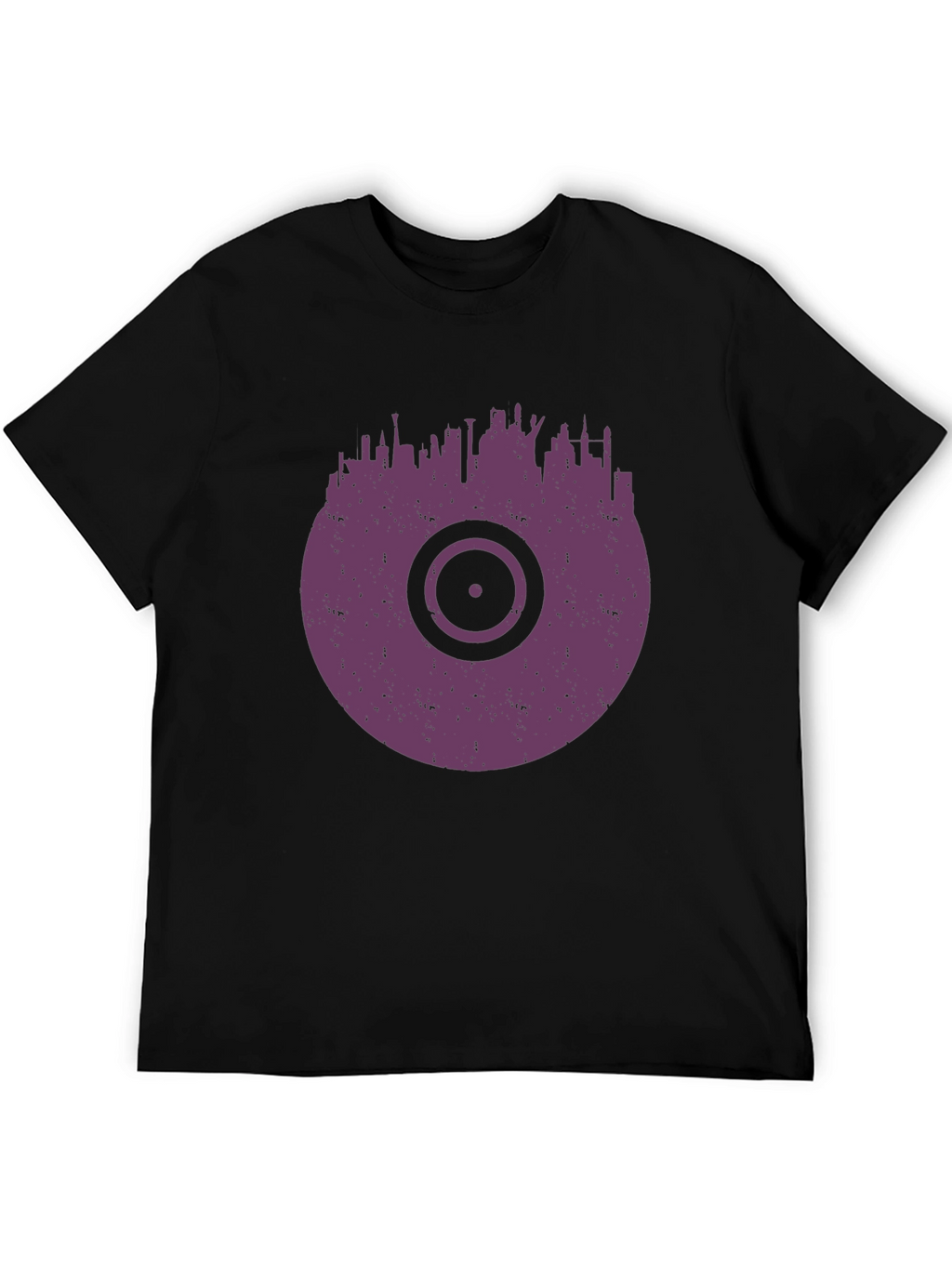 Vinyl Record Cityscape Graphic T-Shirt