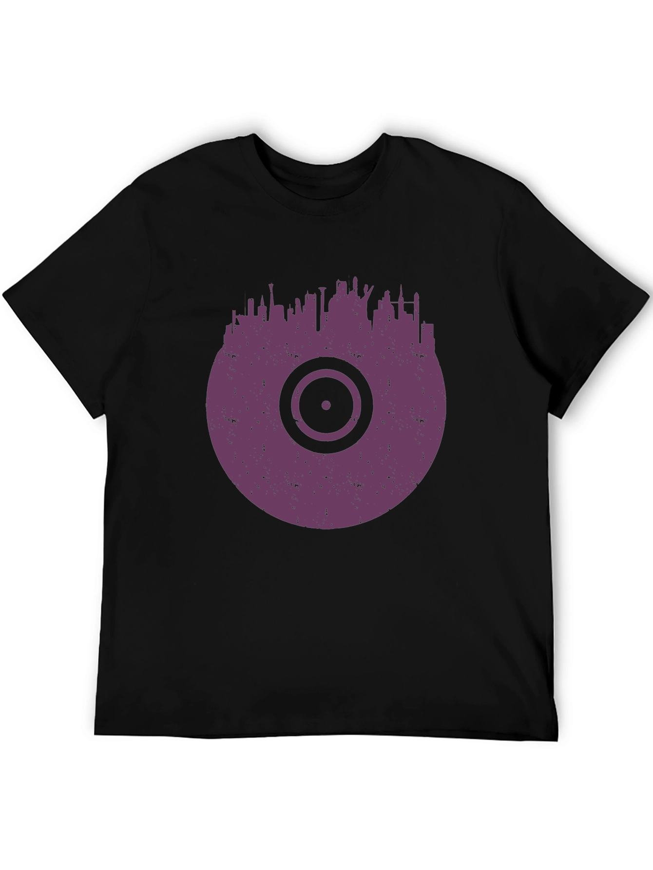 Vinyl Record Cityscape Graphic T-Shirt