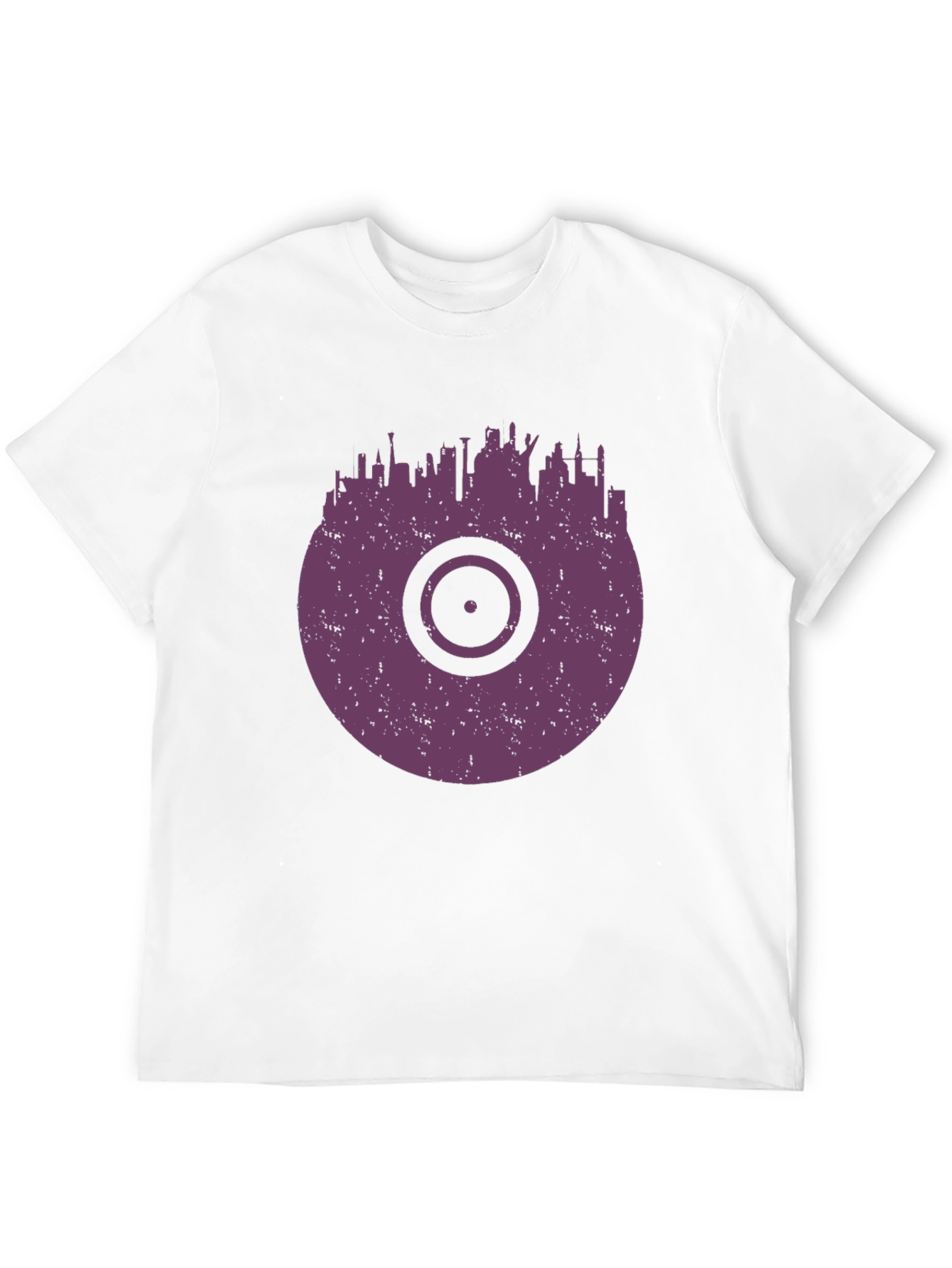 Vinyl Record Cityscape Graphic T-Shirt
