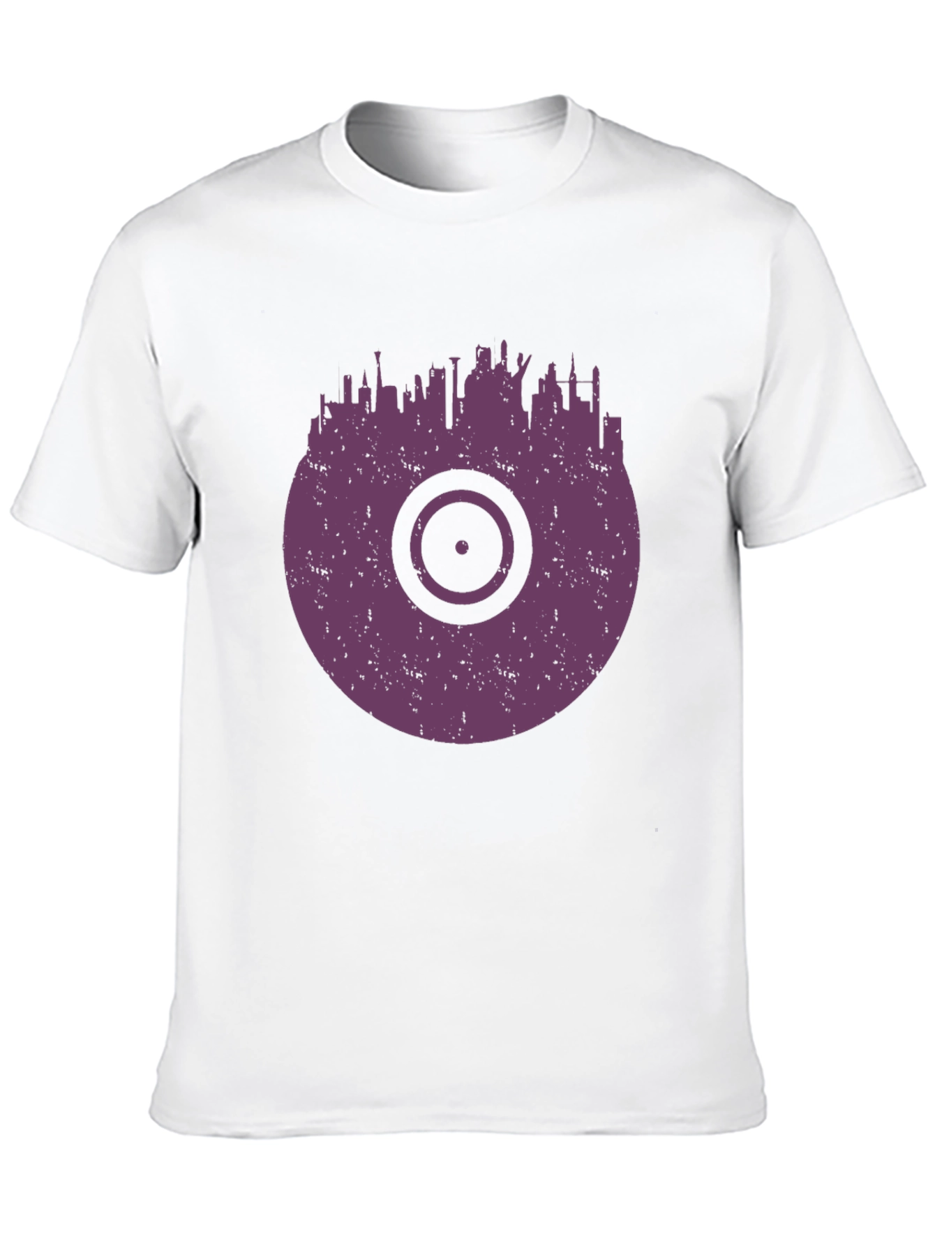 Vinyl Record Cityscape Graphic T-Shirt