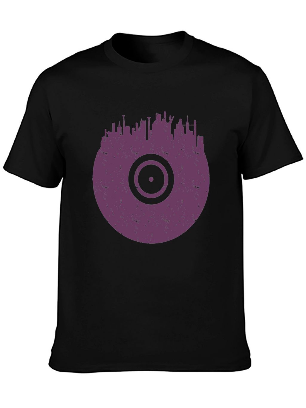 Vinyl Record Cityscape Graphic T-Shirt
