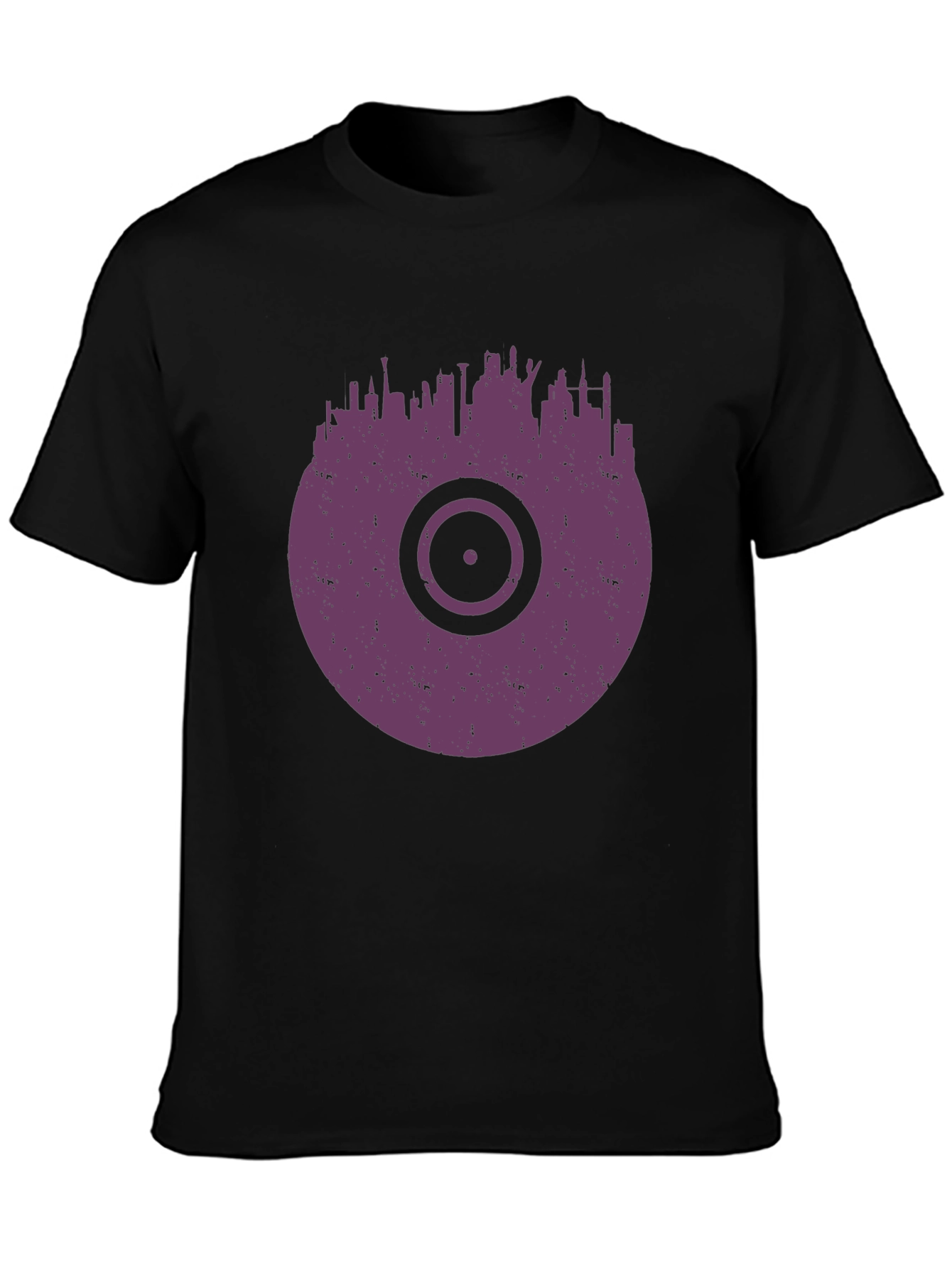Vinyl Record Cityscape Graphic T-Shirt