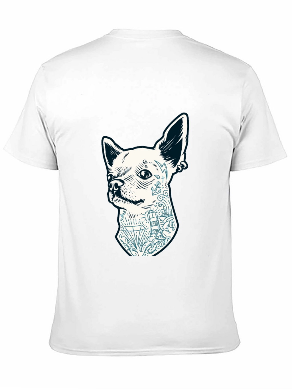 Dog Tattoo Graphic Tee - Black Cotton Casual T-Shirt