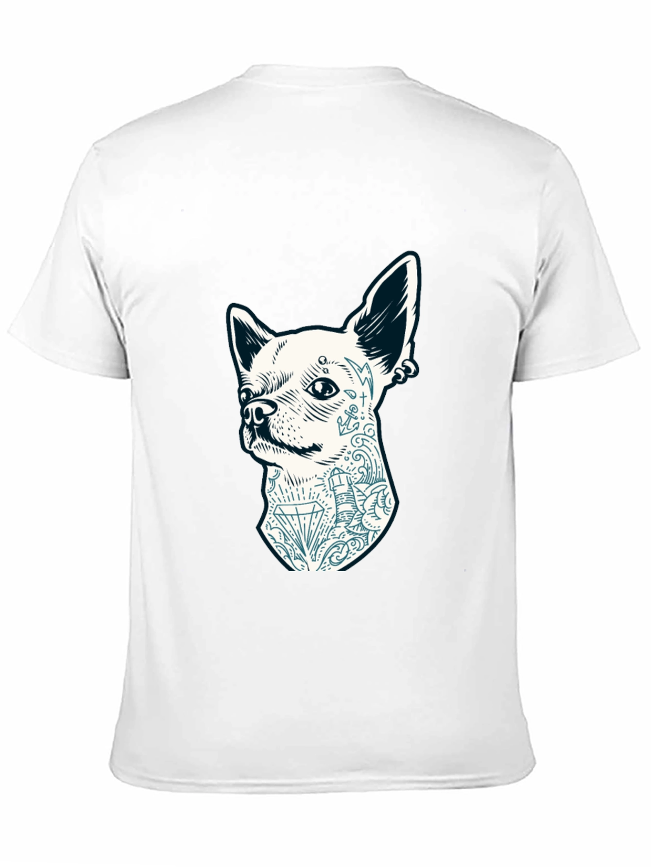 Dog Tattoo Graphic Tee - Black Cotton Casual T-Shirt