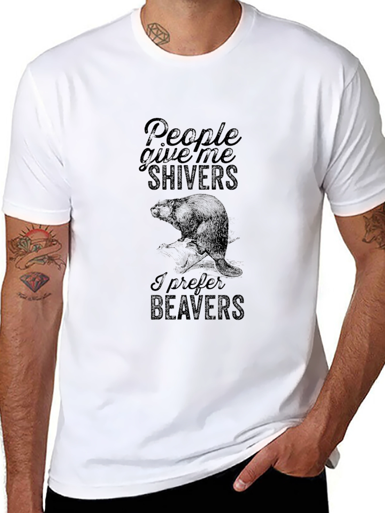 People Give Me Shivers T-Shirt - Beaver Design