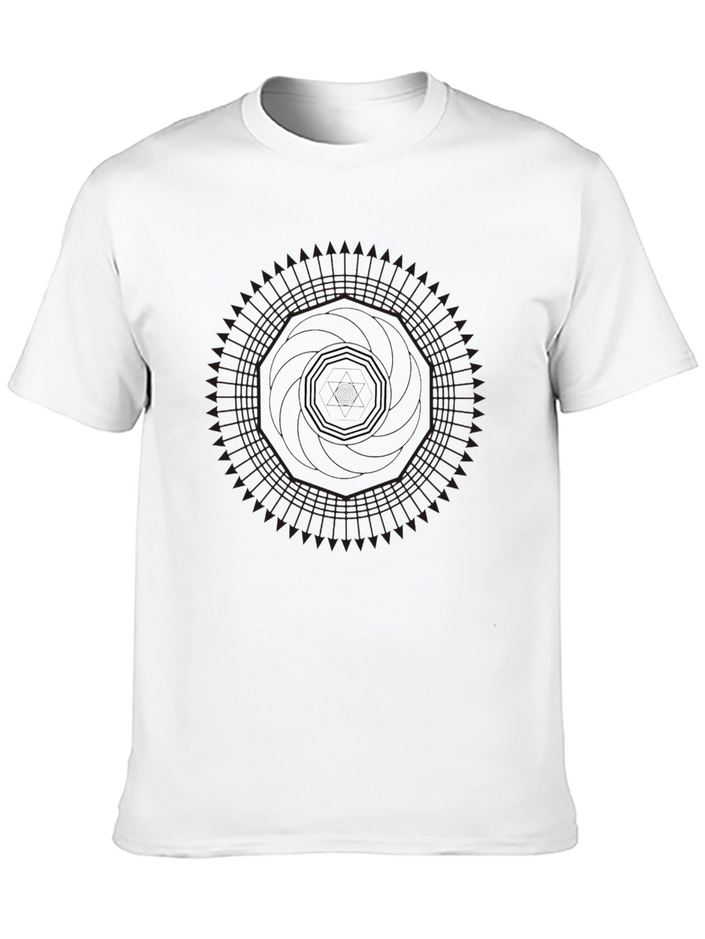 Geometric Mandala Design Black T-Shirt