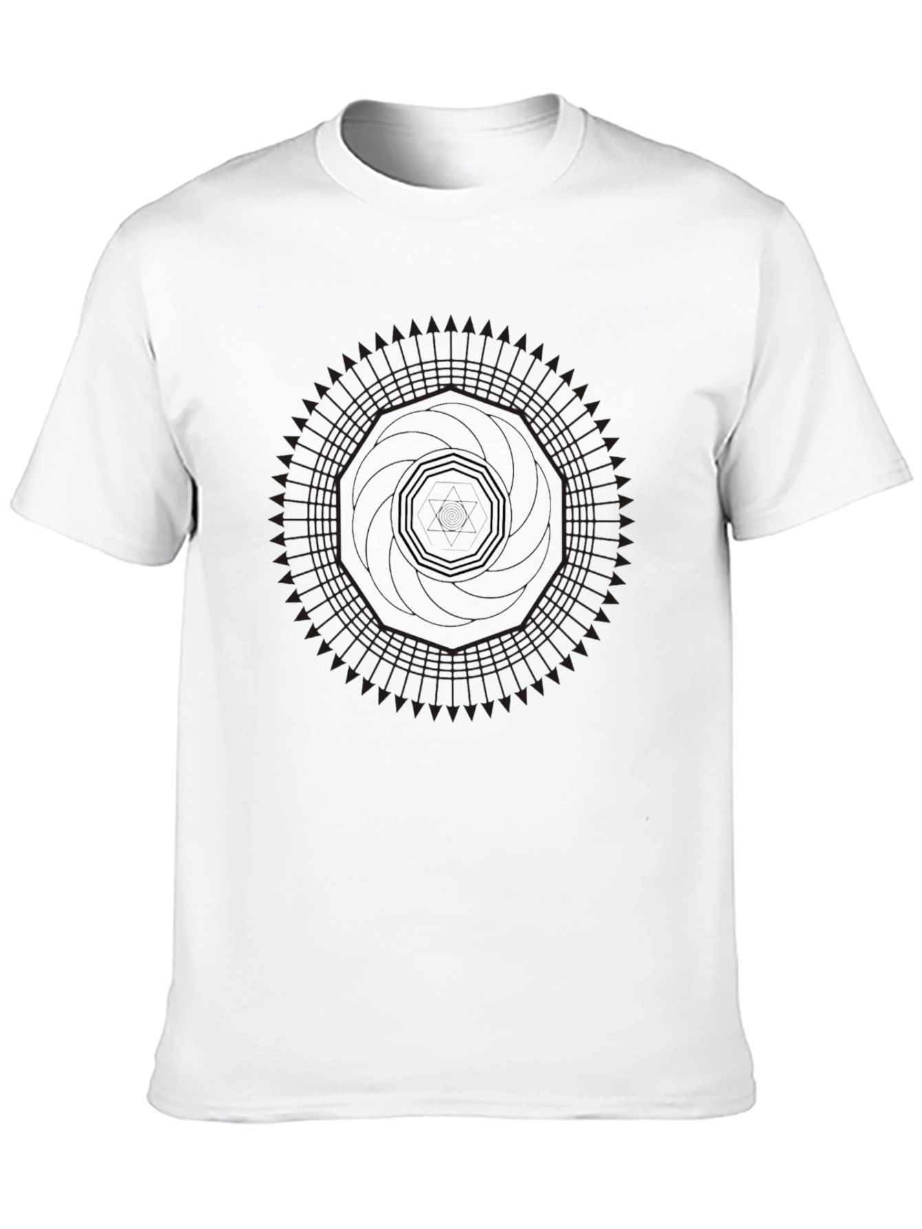 Geometric Mandala Design Black T-Shirt