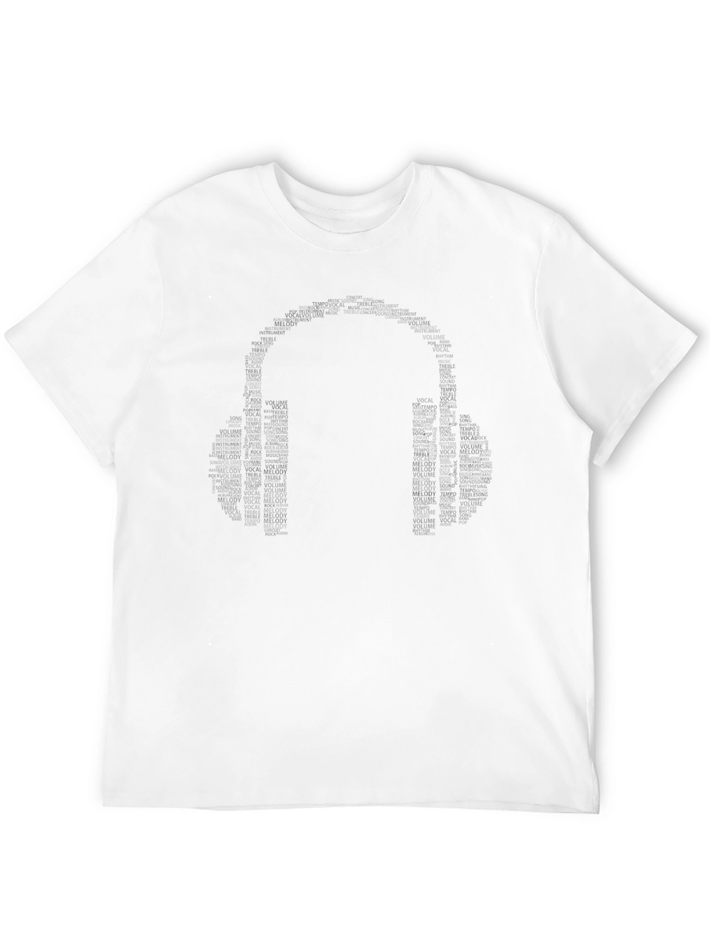 Music Headphones Word Art Black T-Shirt