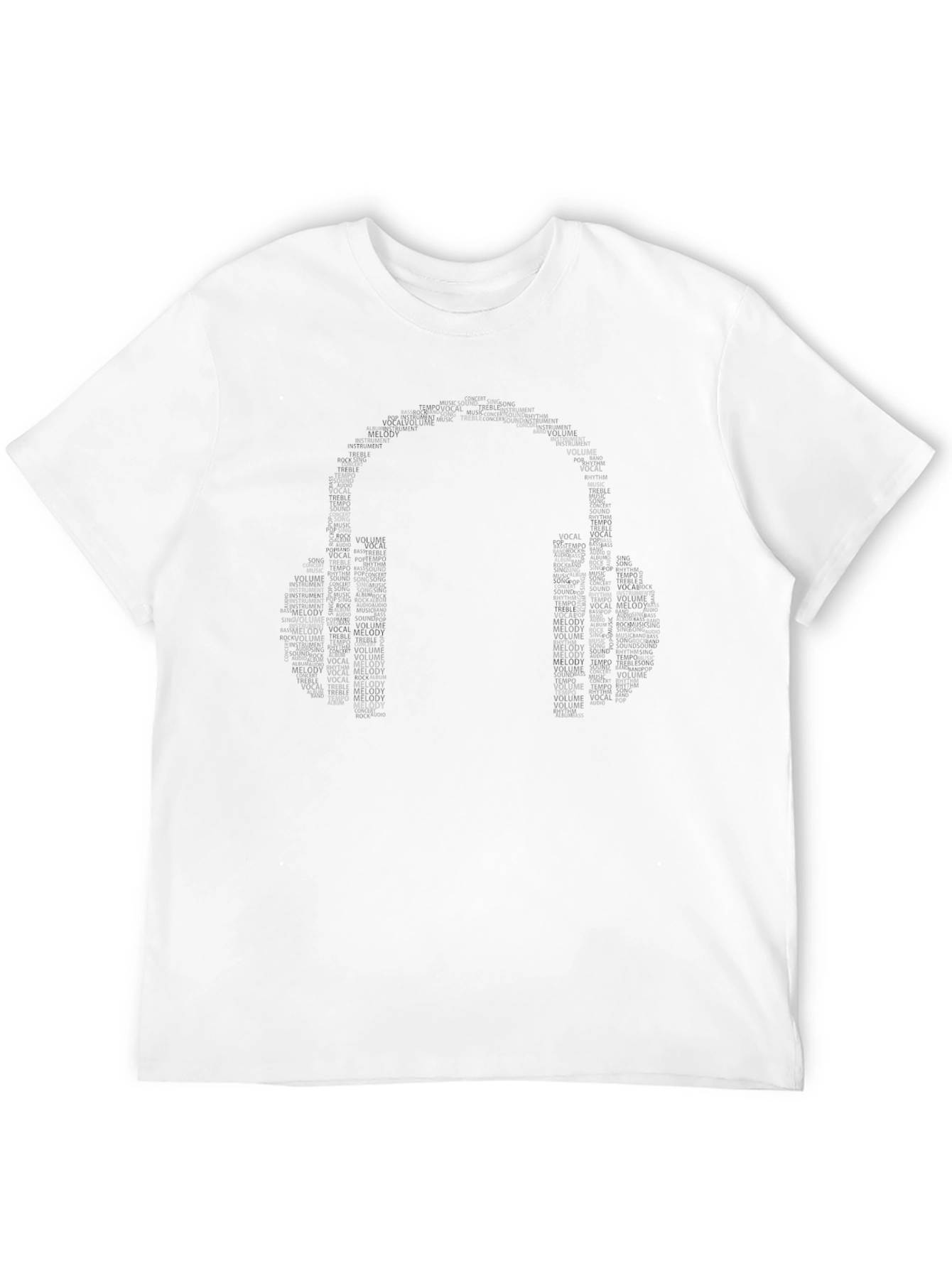 Music Headphones Word Art Black T-Shirt