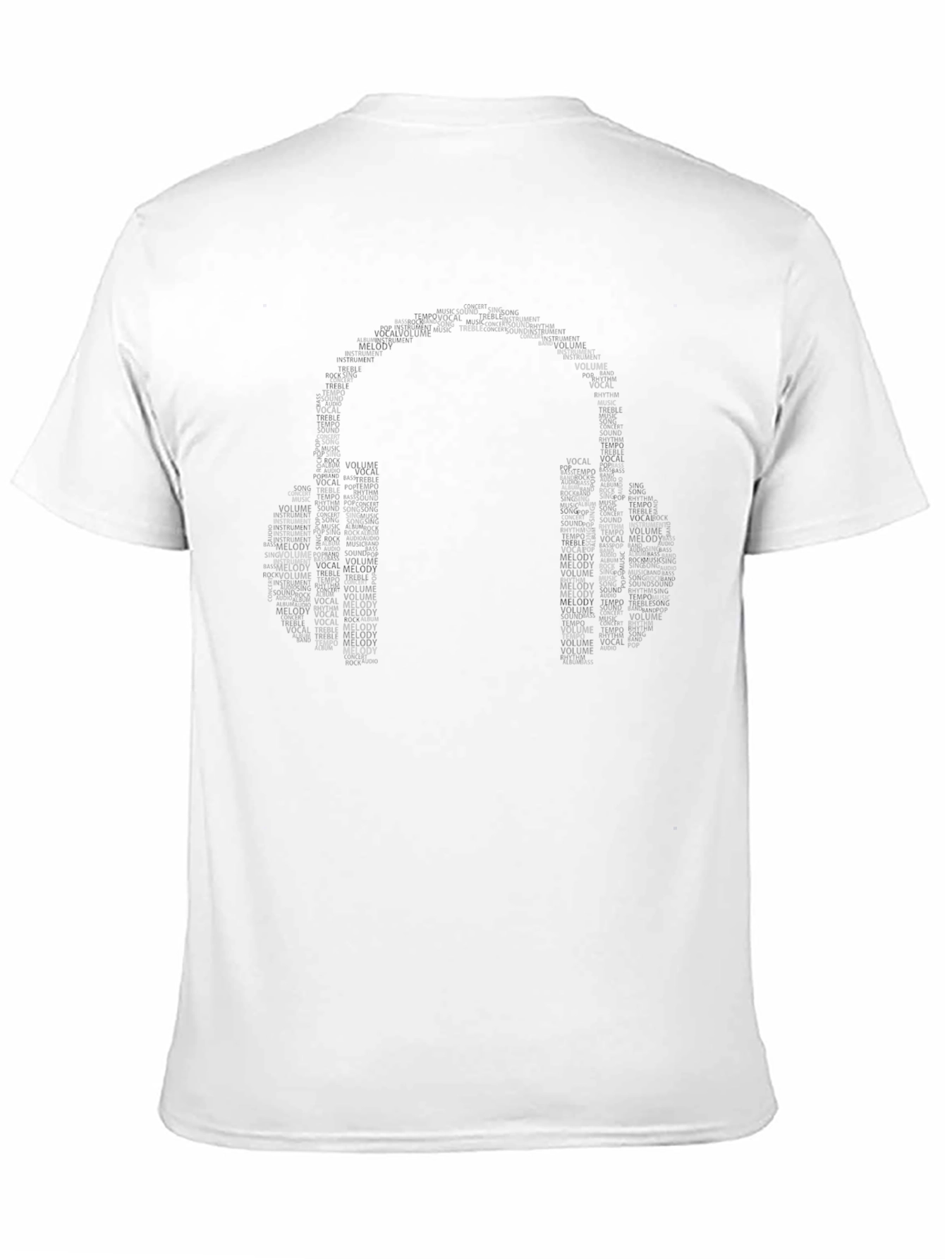 Music Headphones Word Art Black T-Shirt