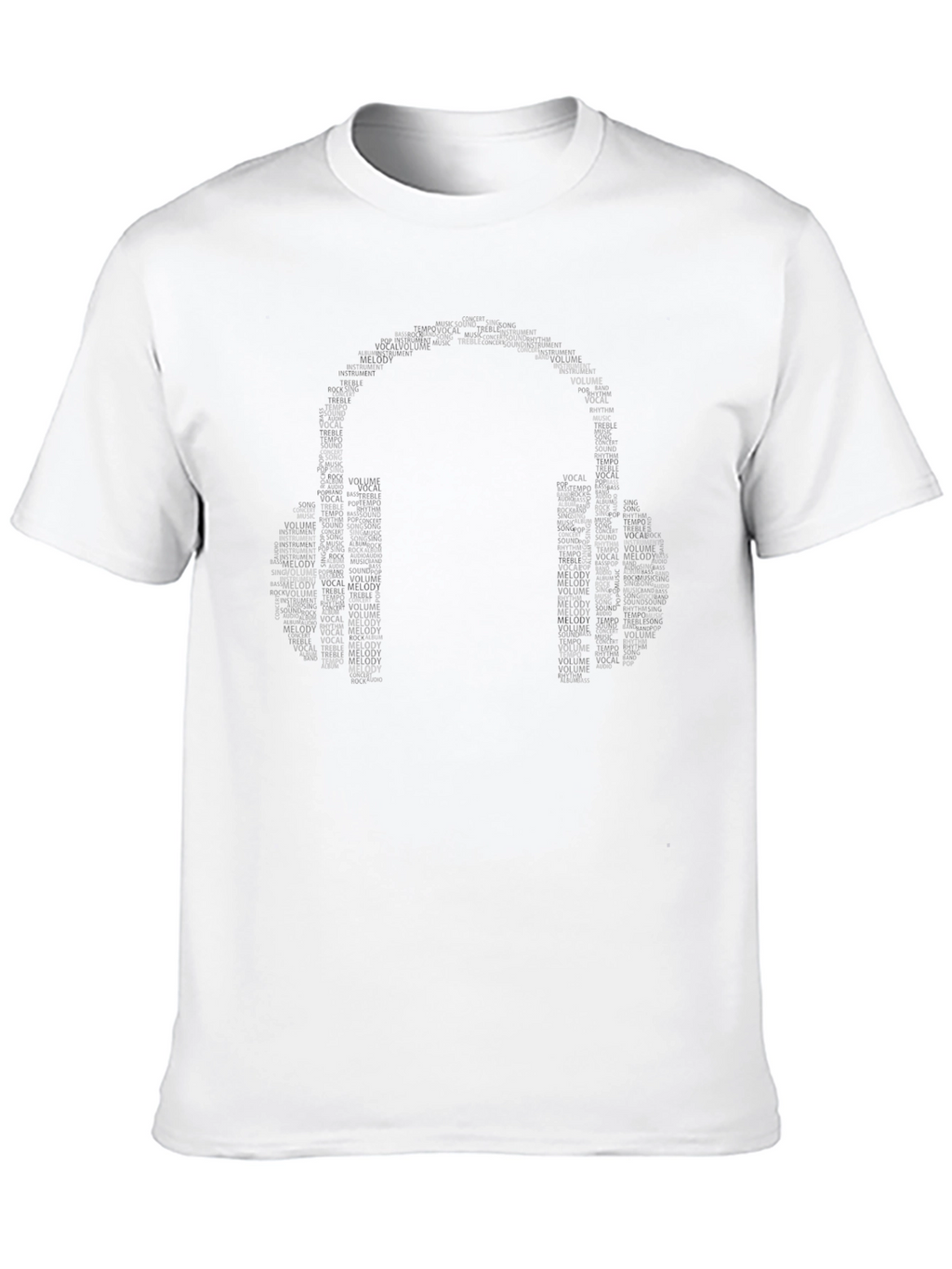 Music Headphones Word Art Black T-Shirt