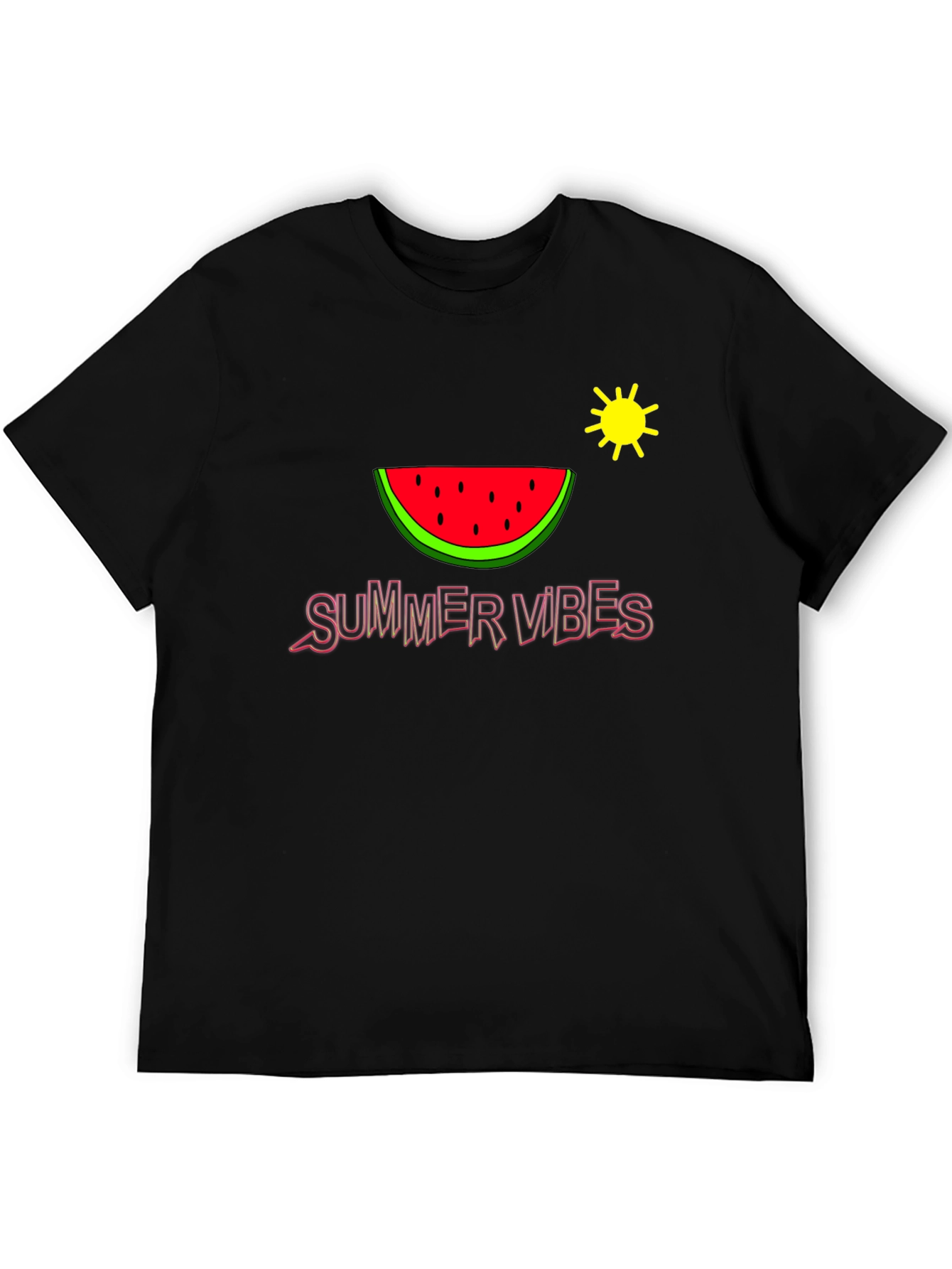 Summer Vibes Graphic Tee - Watermelon Sun Design
