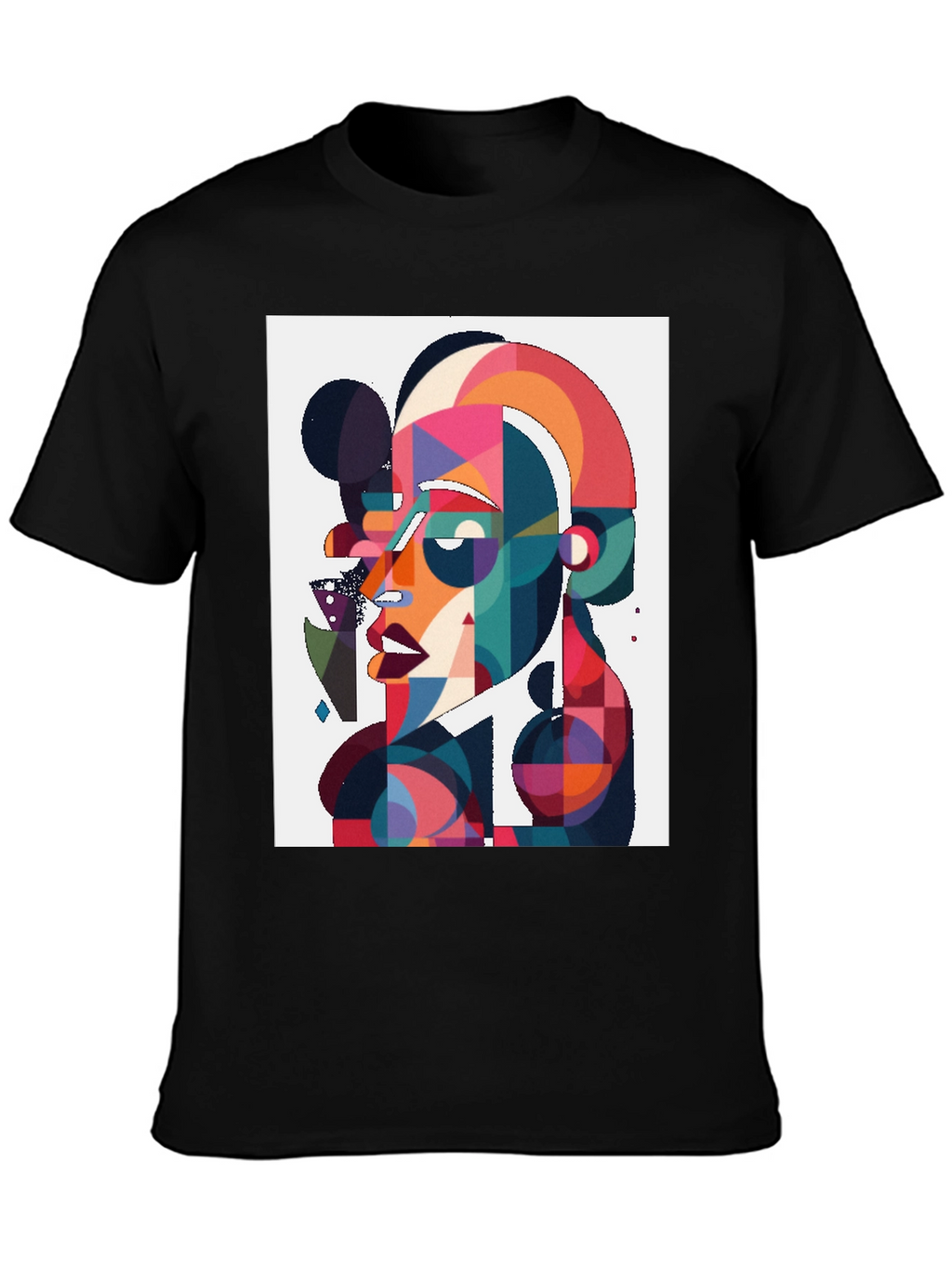 Abstract Art Graphic Tee - Black Cotton Blend