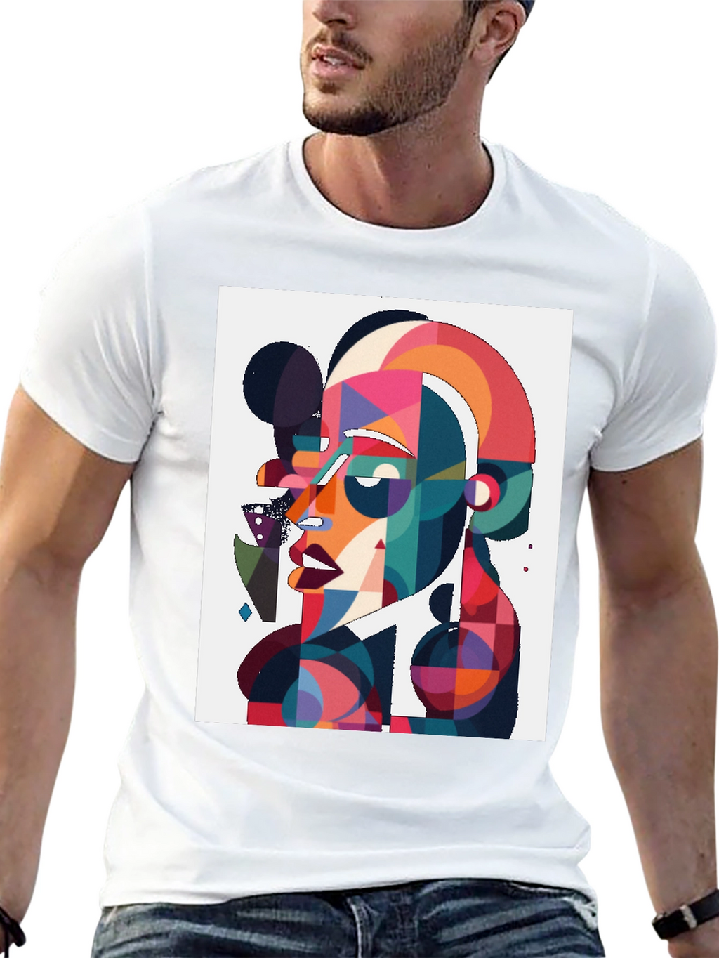 Abstract Art Graphic Tee - Black Cotton Blend