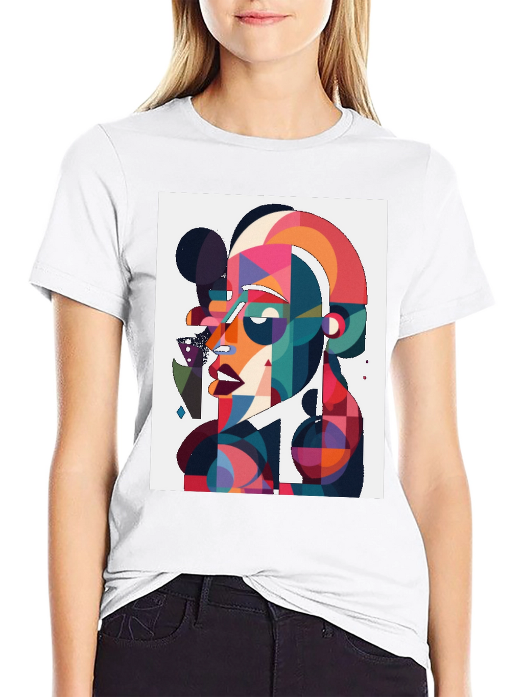 Abstract Art Graphic Tee - Black Cotton Blend