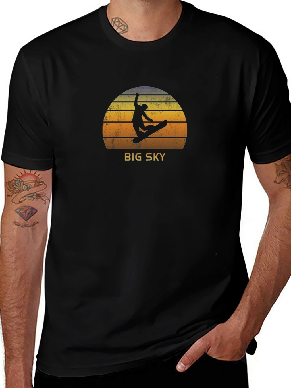 Big Sky Snowboarder Graphic Tee - Retro Style