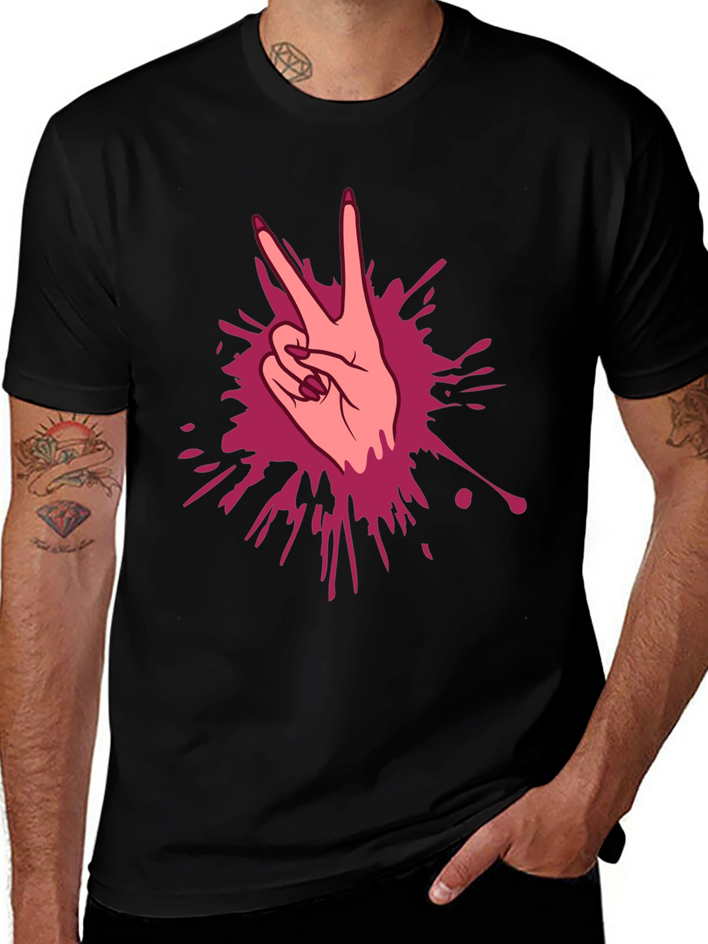 Peace Sign Hand Graphic T-Shirt