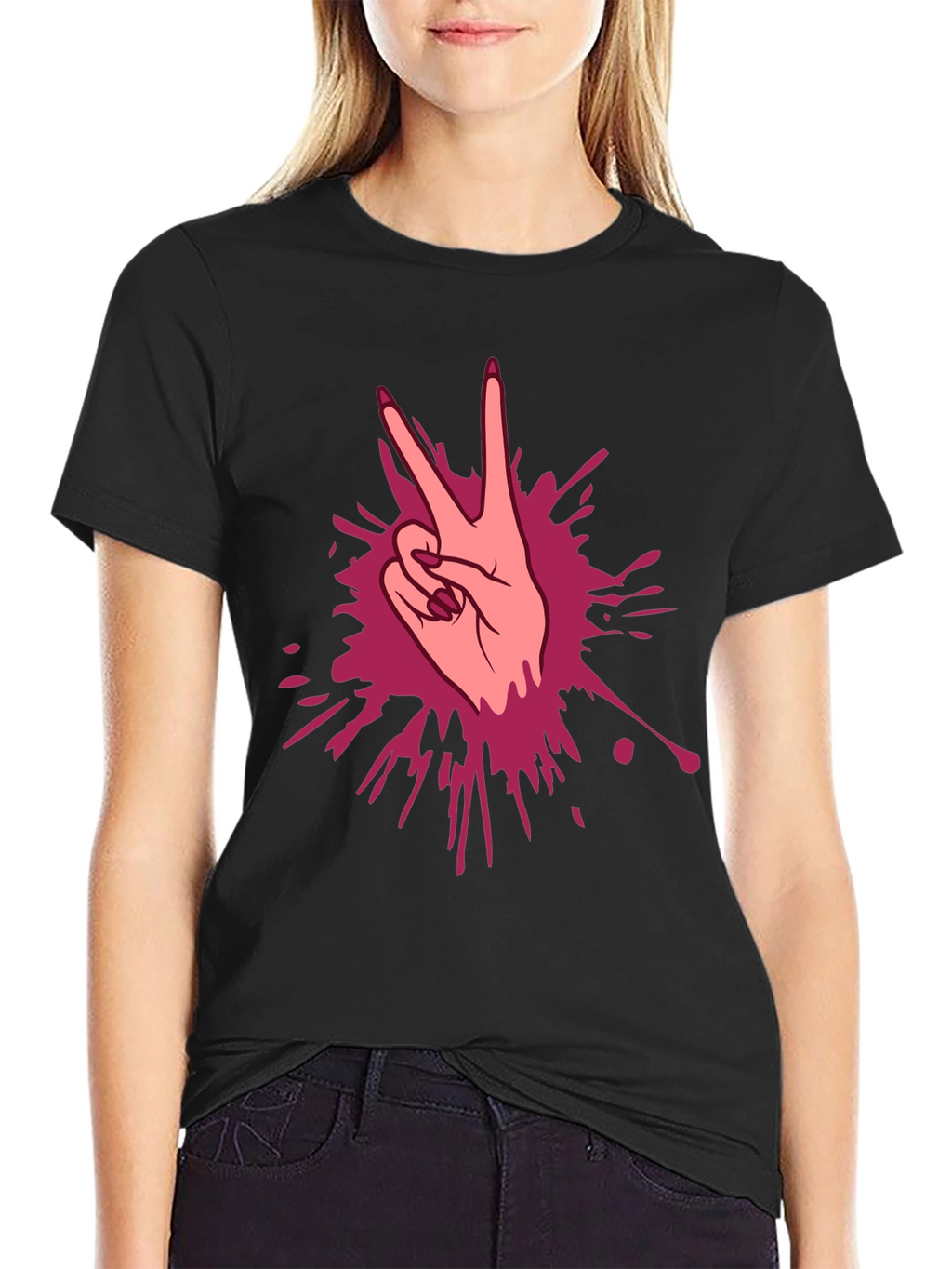 Peace Sign Hand Graphic T-Shirt