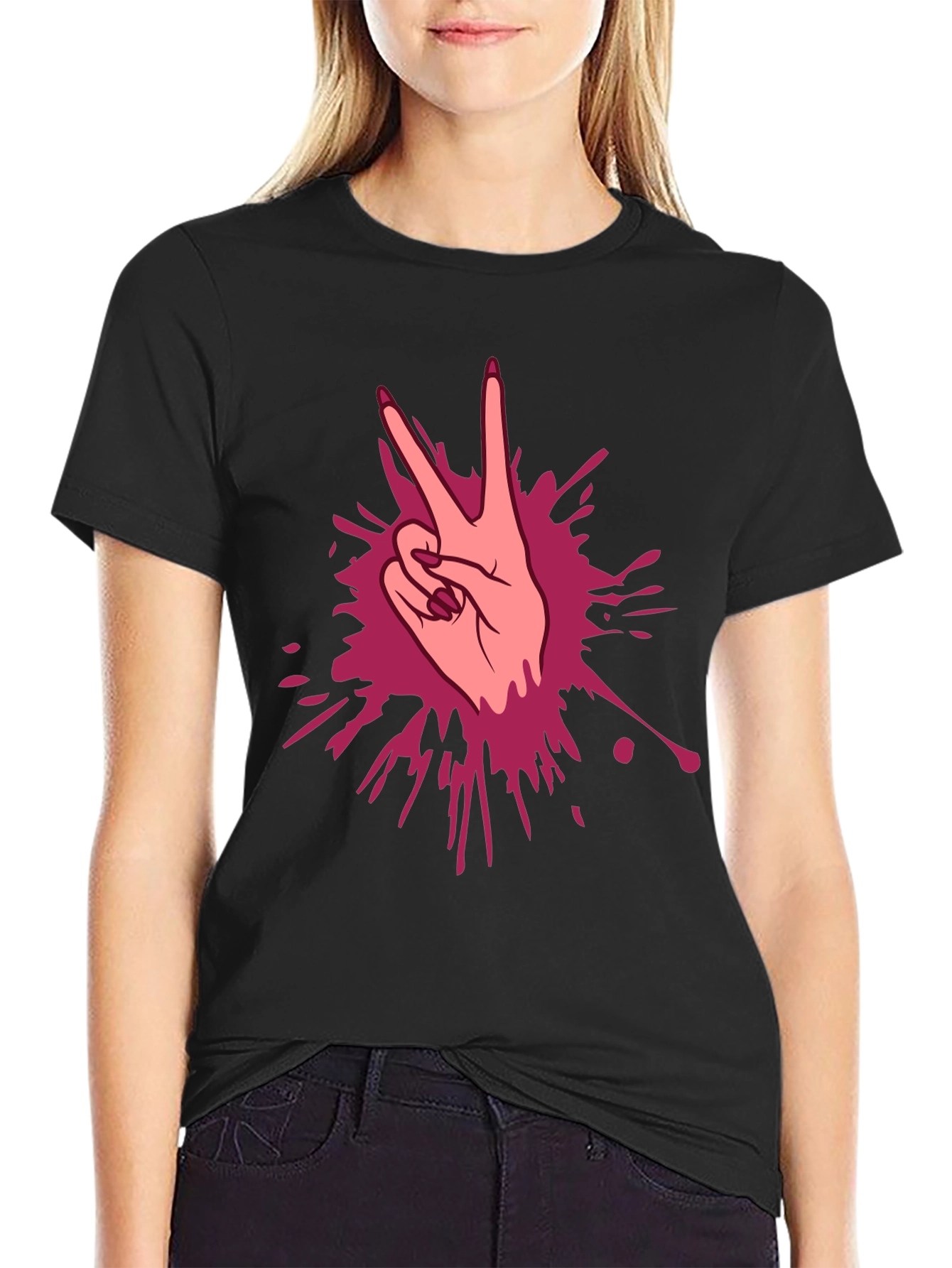 Peace Sign Hand Graphic T-Shirt