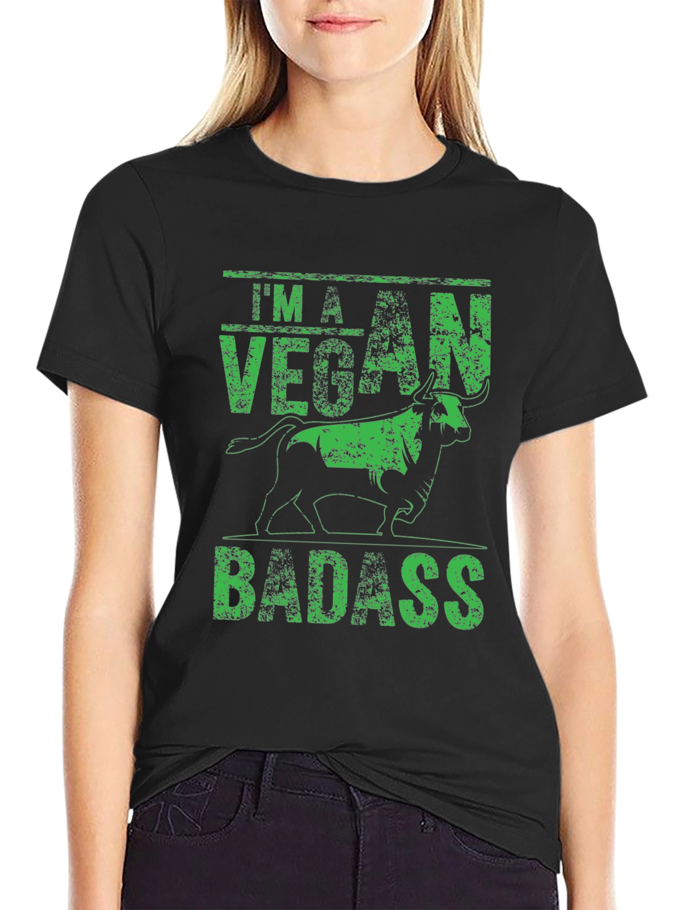 Vegan Badass Graphic Tee - Black Bold Statement Shirt