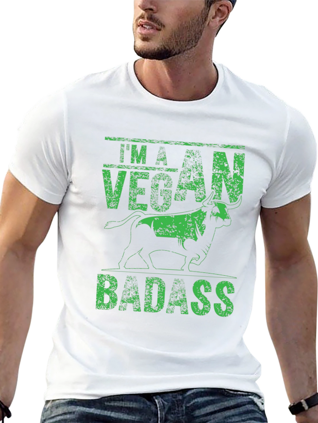 Vegan Badass Graphic Tee - Black Bold Statement Shirt