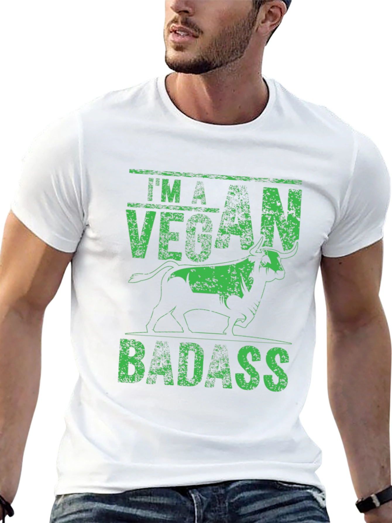 Vegan Badass Graphic Tee - Black Bold Statement Shirt