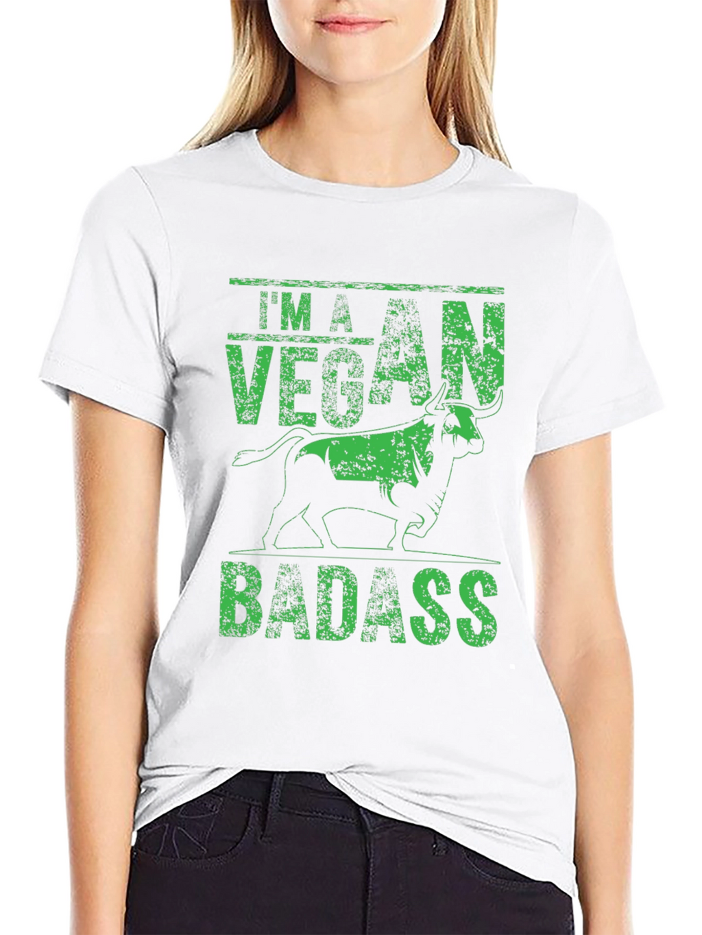 Vegan Badass Graphic Tee - Black Bold Statement Shirt
