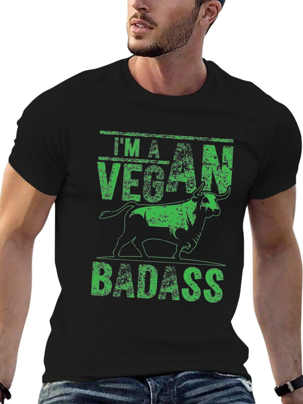 Vegan Badass Graphic Tee - Black Bold Statement Shirt