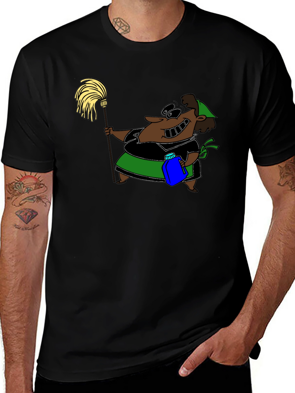 Cartoon Maid T-Shirt - Funny Cleaning Humor