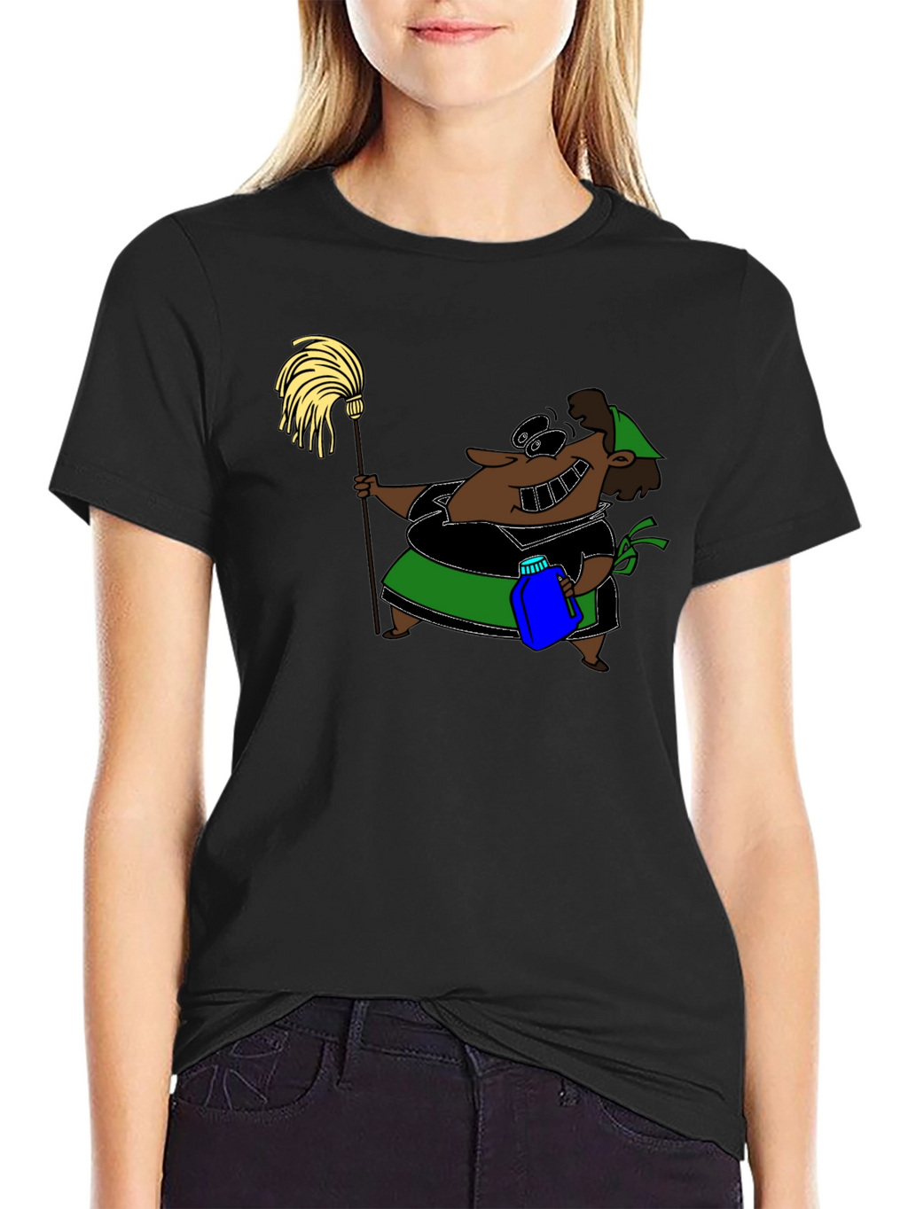 Cartoon Maid T-Shirt - Funny Cleaning Humor