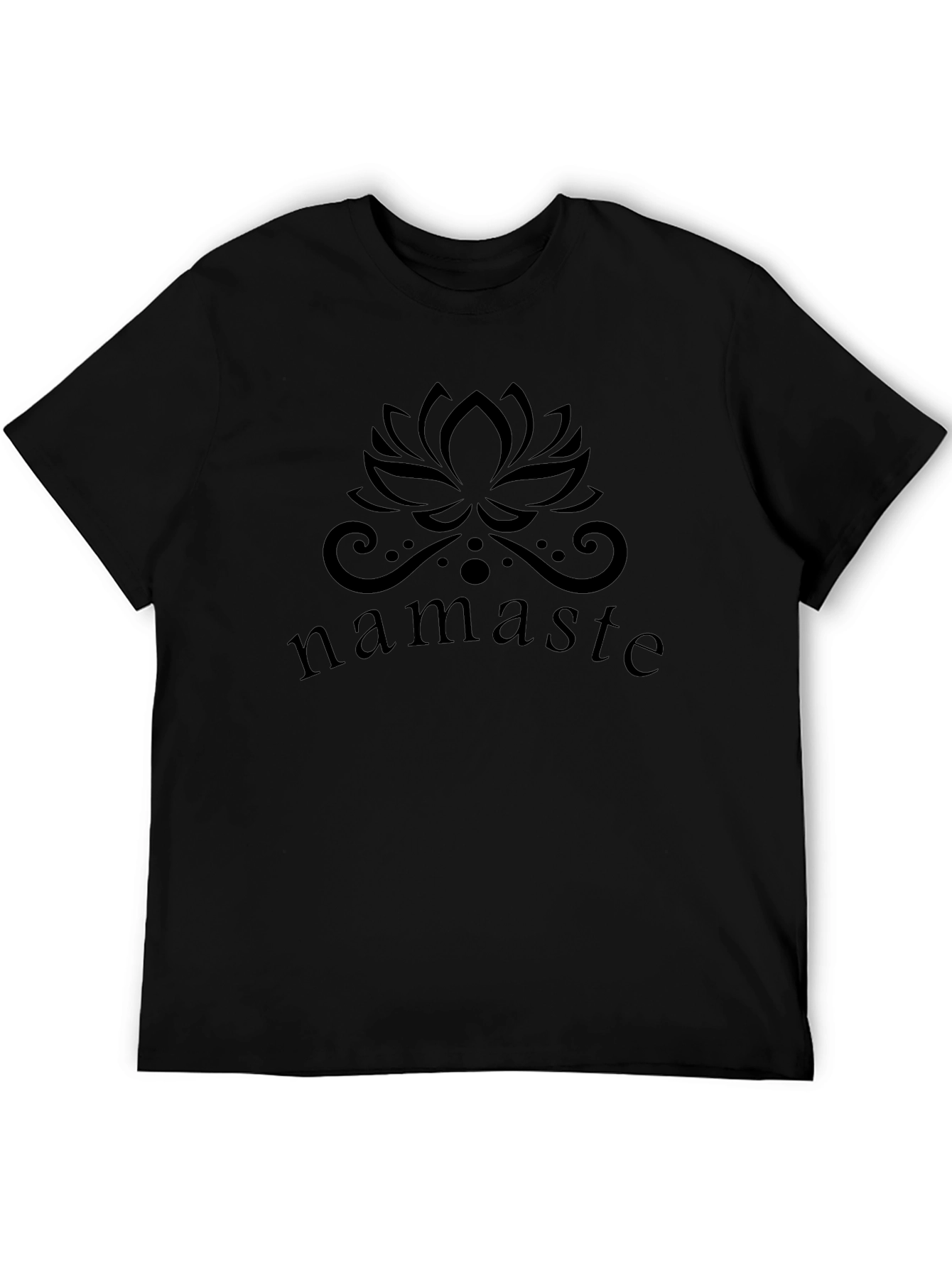Namaste Lotus Flower Graphic Black T-Shirt