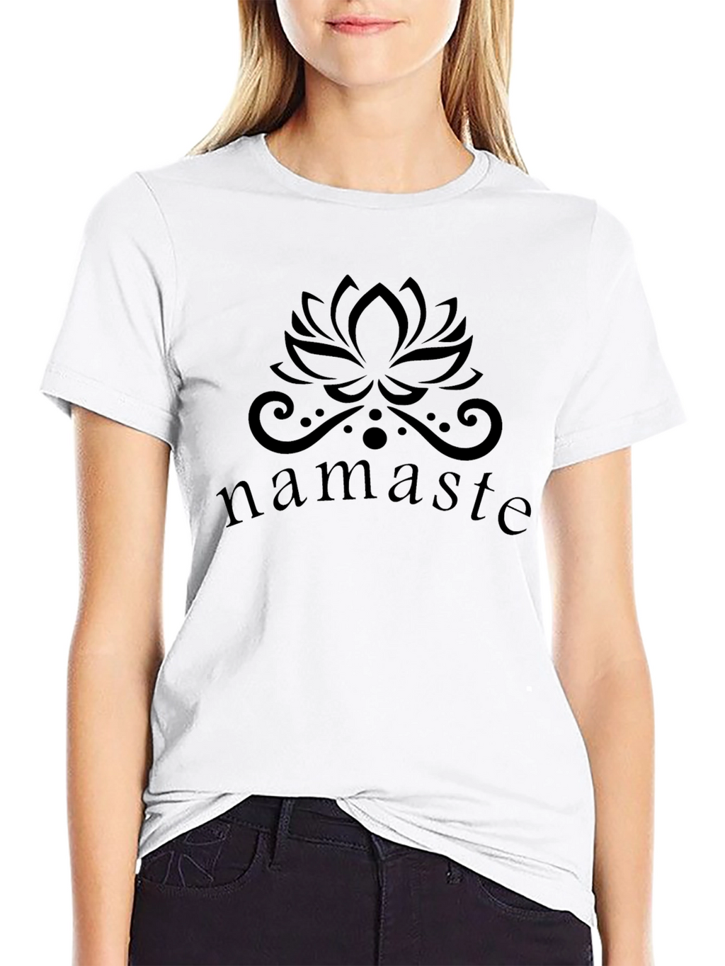 Namaste Lotus Flower Graphic Black T-Shirt