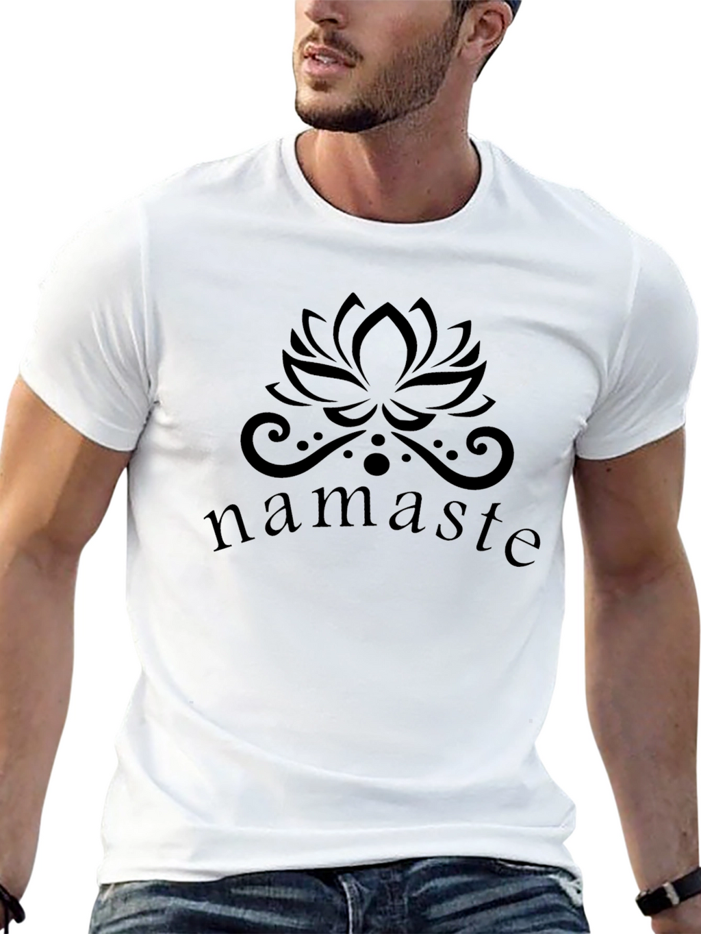 Namaste Lotus Flower Graphic Black T-Shirt
