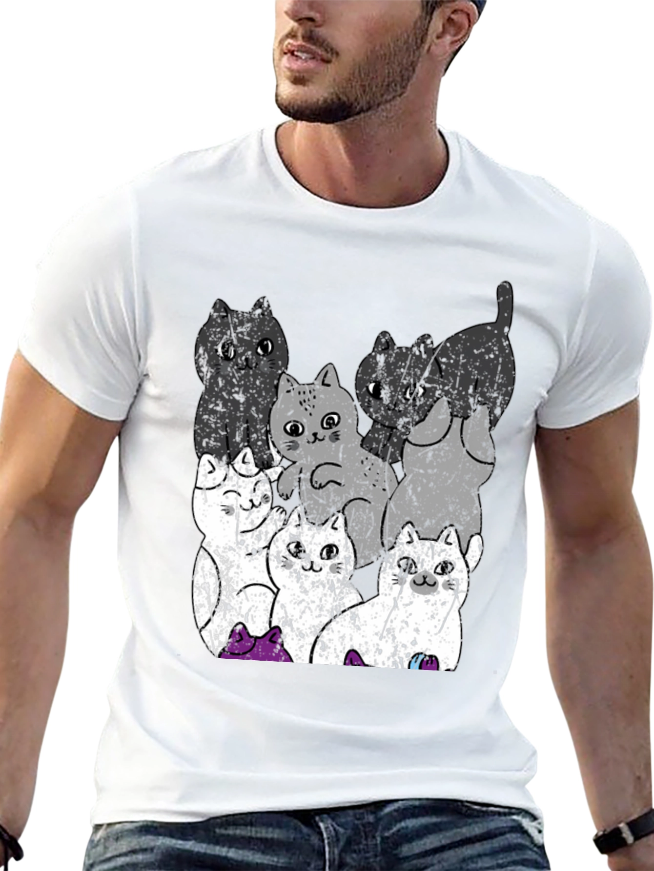 Quirky Cat Graphic Tee - Unisex Cotton T-Shirt