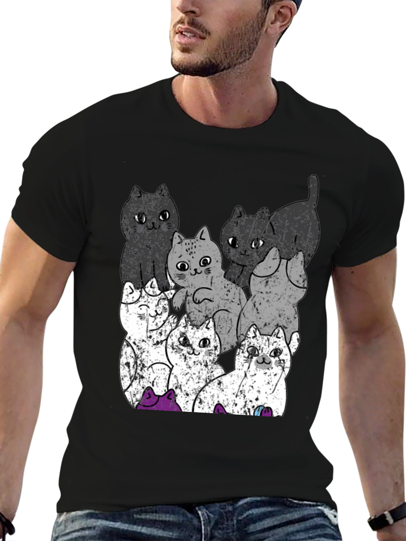 Quirky Cat Graphic Tee - Unisex Cotton T-Shirt