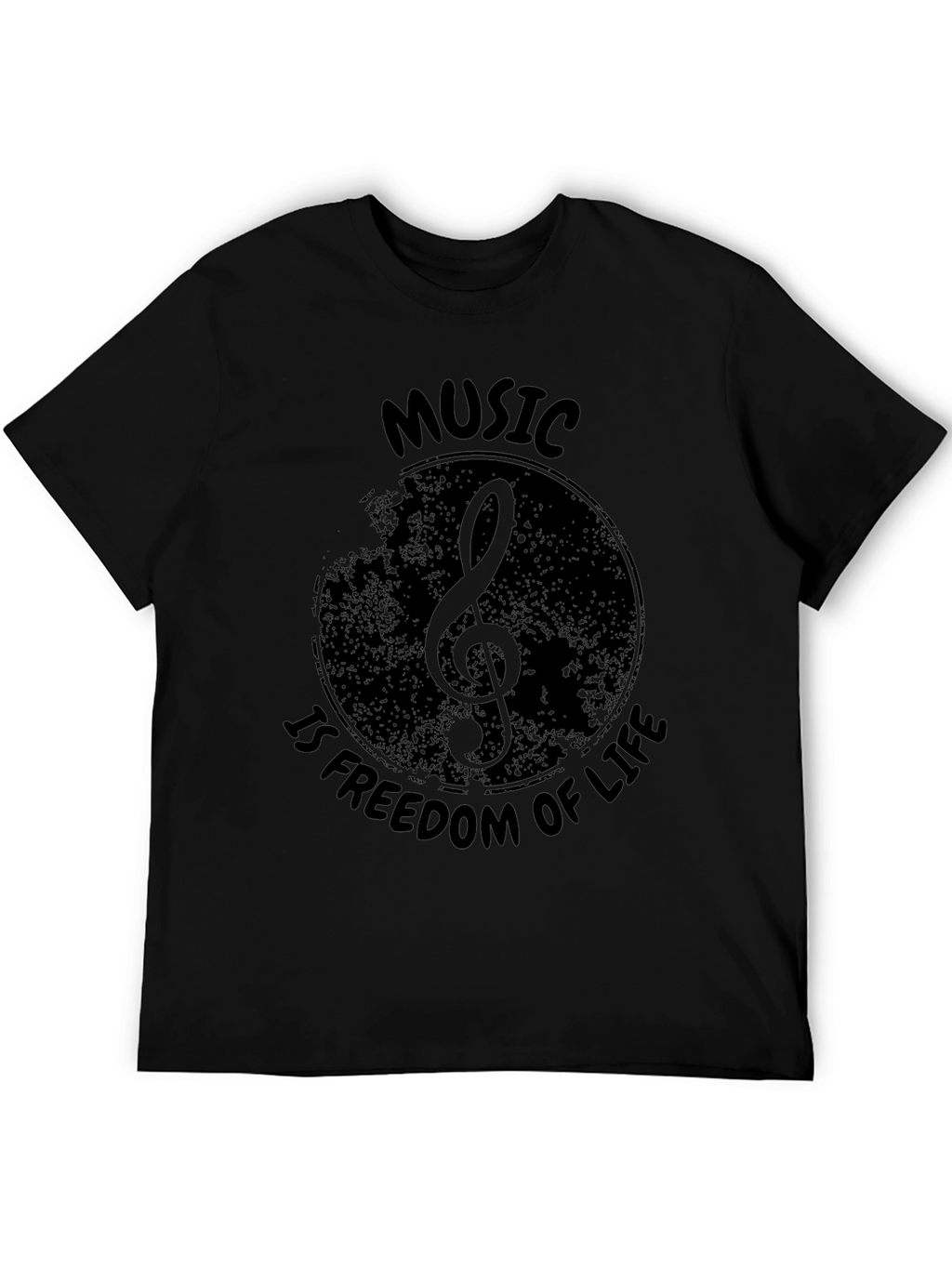 Music Is Freedom of Life Black Graphic Tee