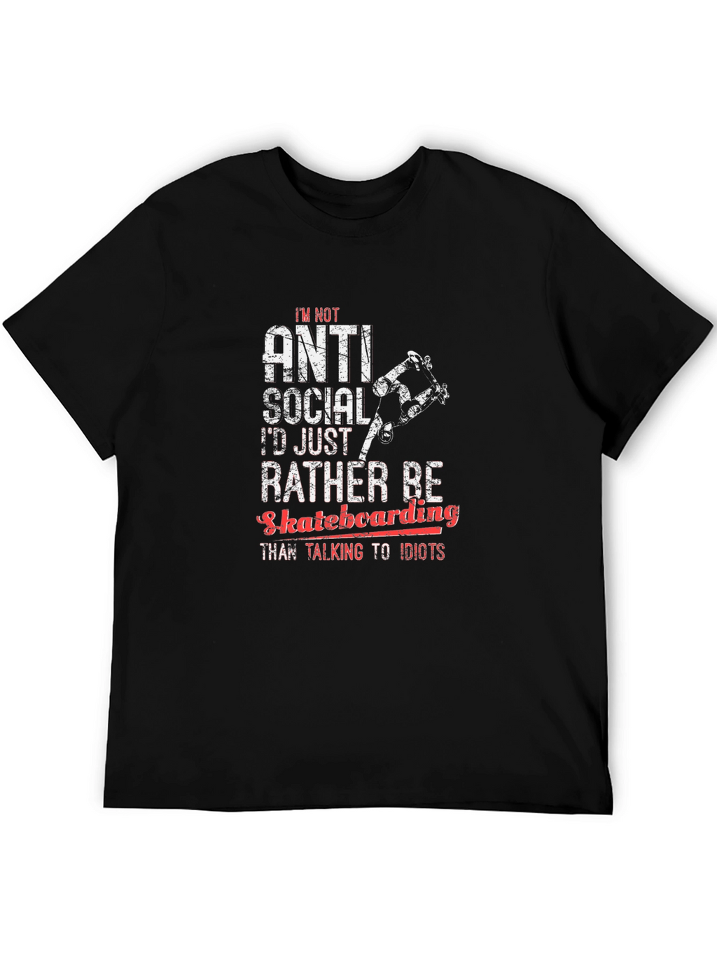 Anti-Social Skateboarder Black T-Shirt