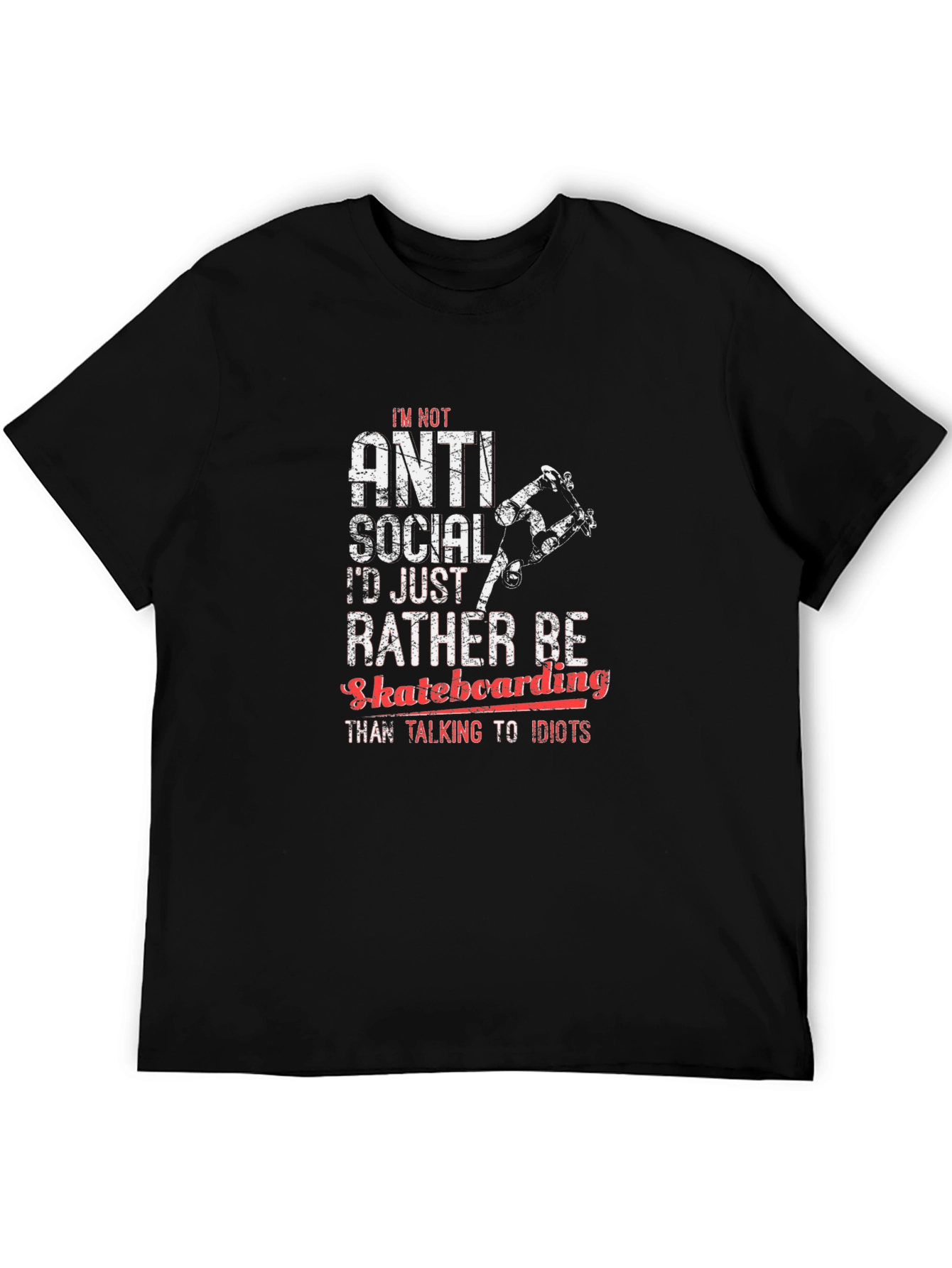 Anti-Social Skateboarder Black T-Shirt