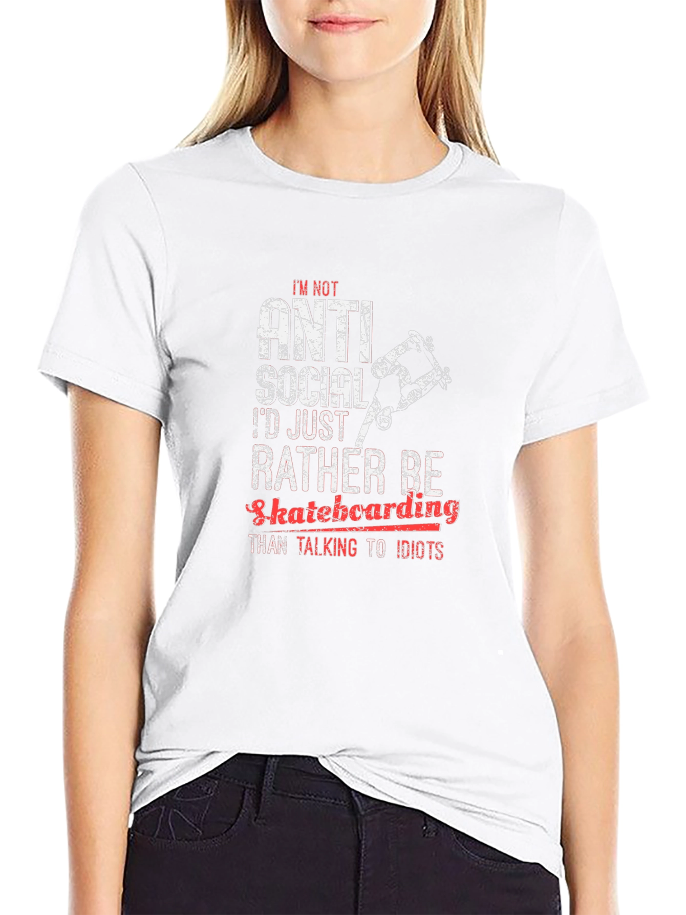 Anti-Social Skateboarder Black T-Shirt