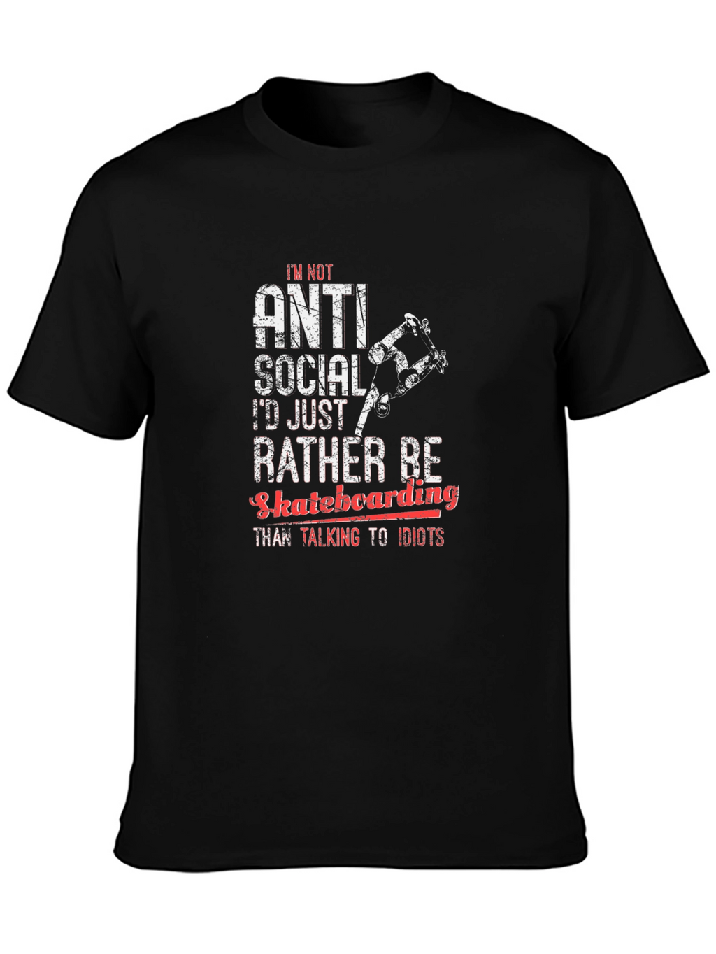 Anti-Social Skateboarder Black T-Shirt