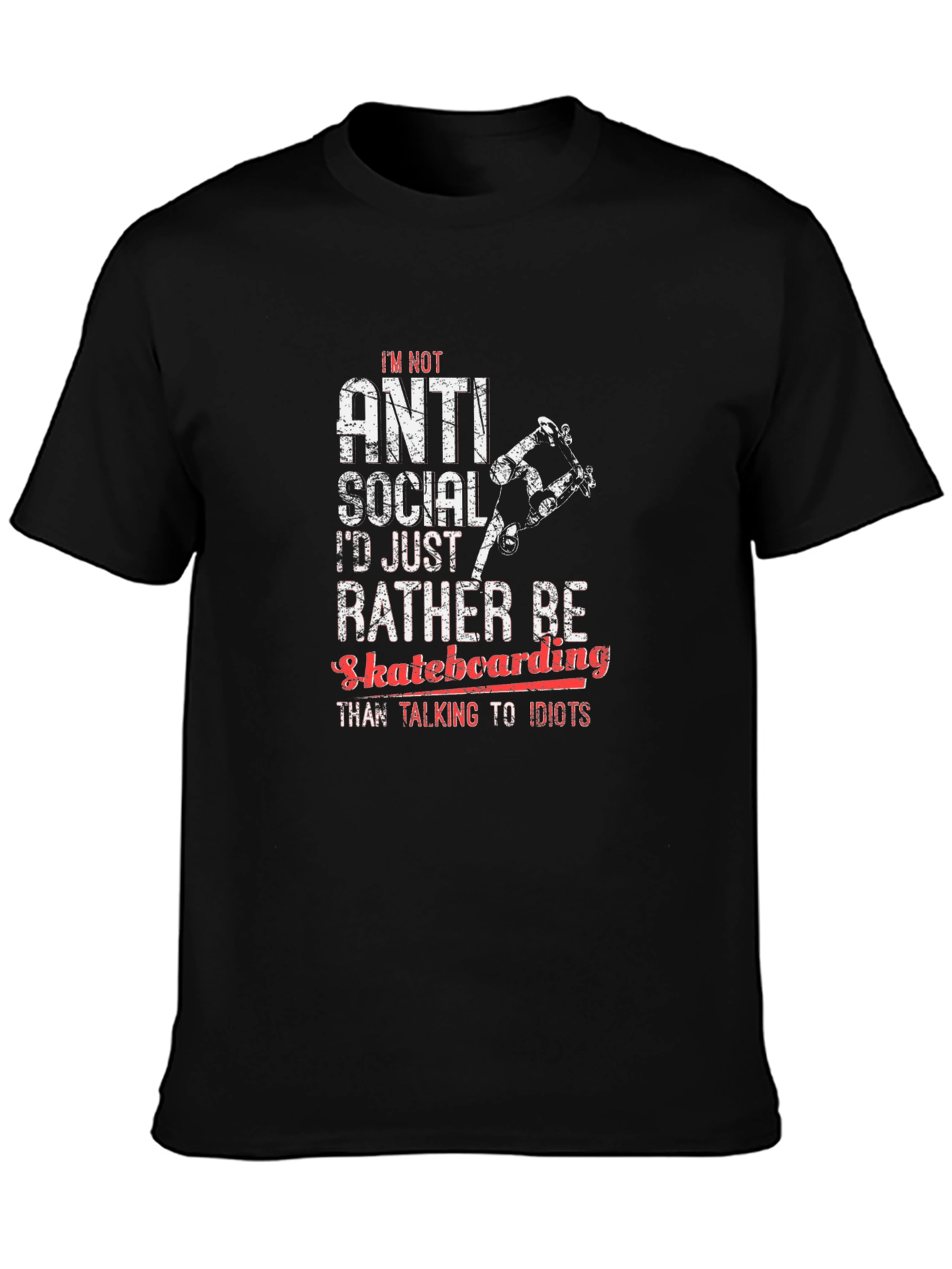 Anti-Social Skateboarder Black T-Shirt